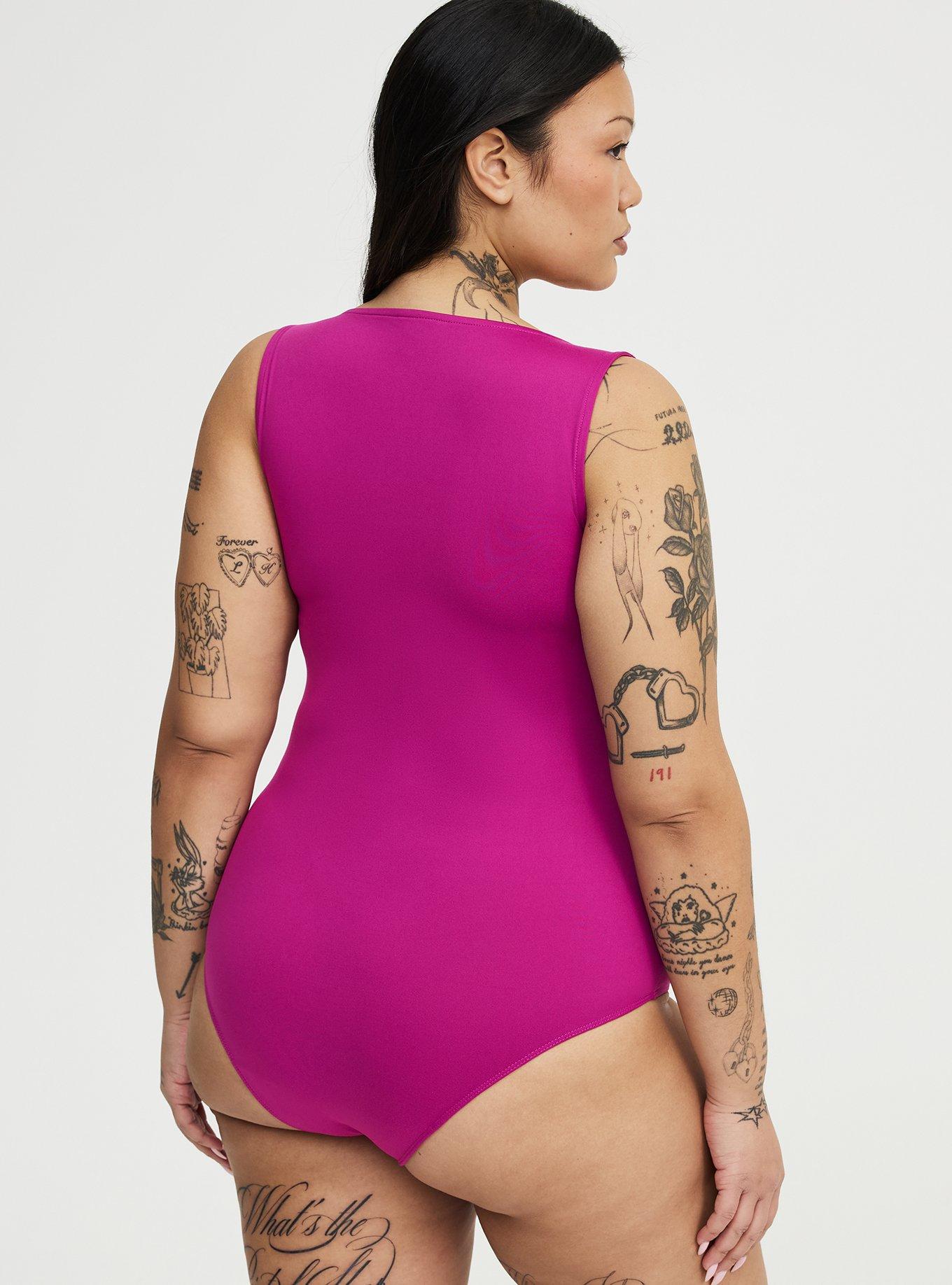 Smoothing V-Neck Bodysuit, WILD ASTER, alternate