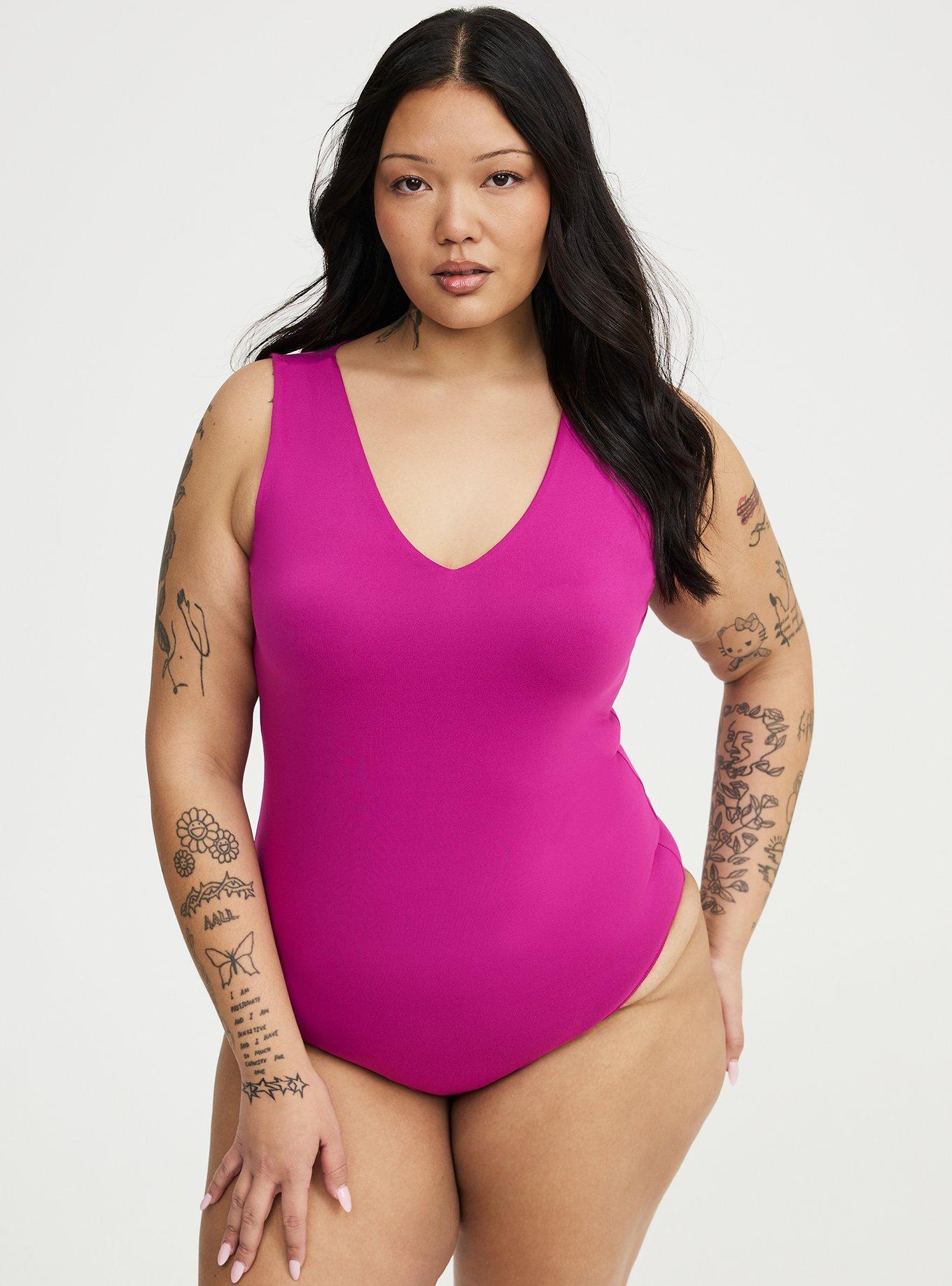 Smoothing V-Neck Bodysuit, WILD ASTER, alternate