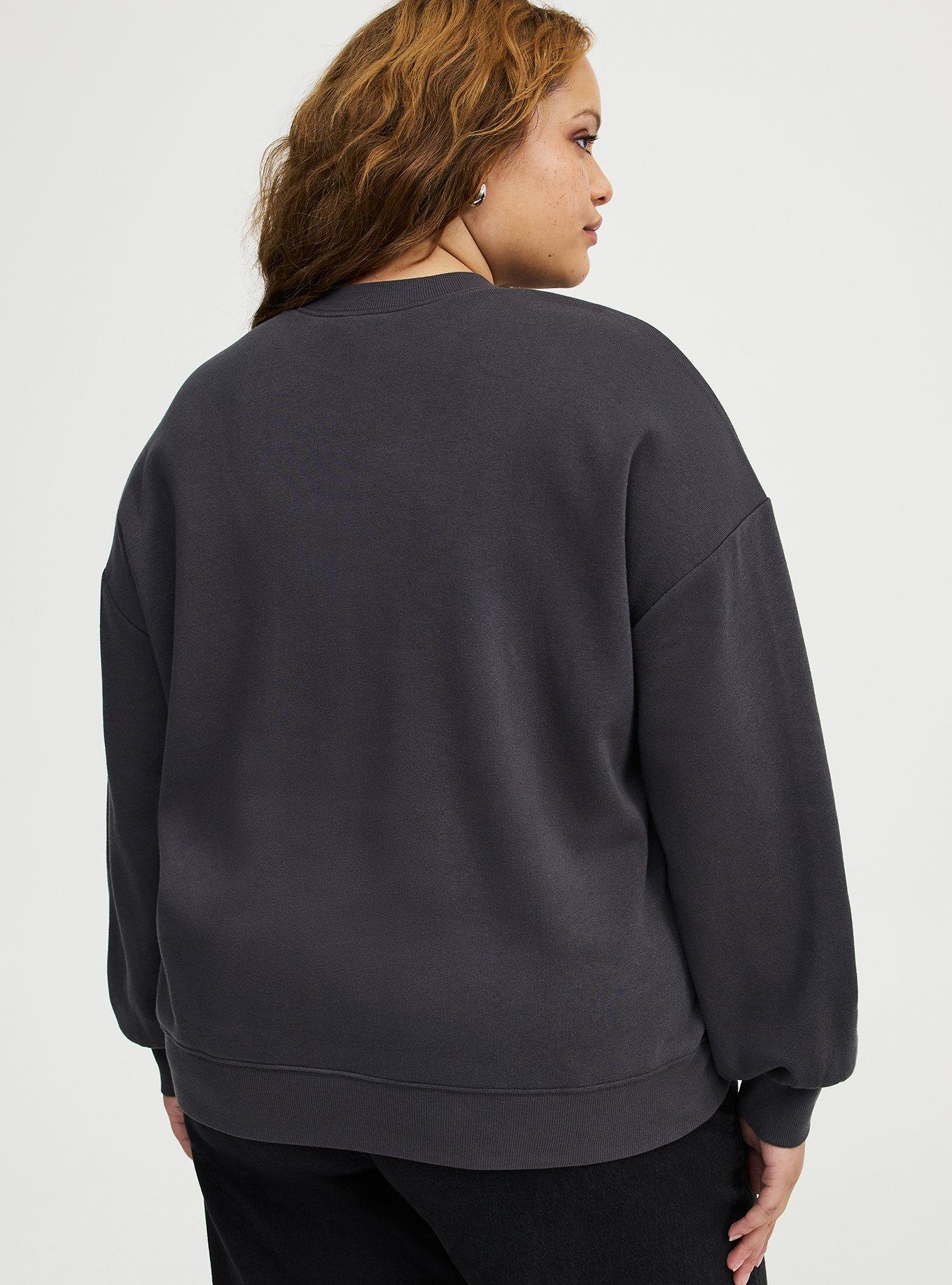 Cozy Fleece Cut-Out Sweatshirt, OBSIDIAN, alternate