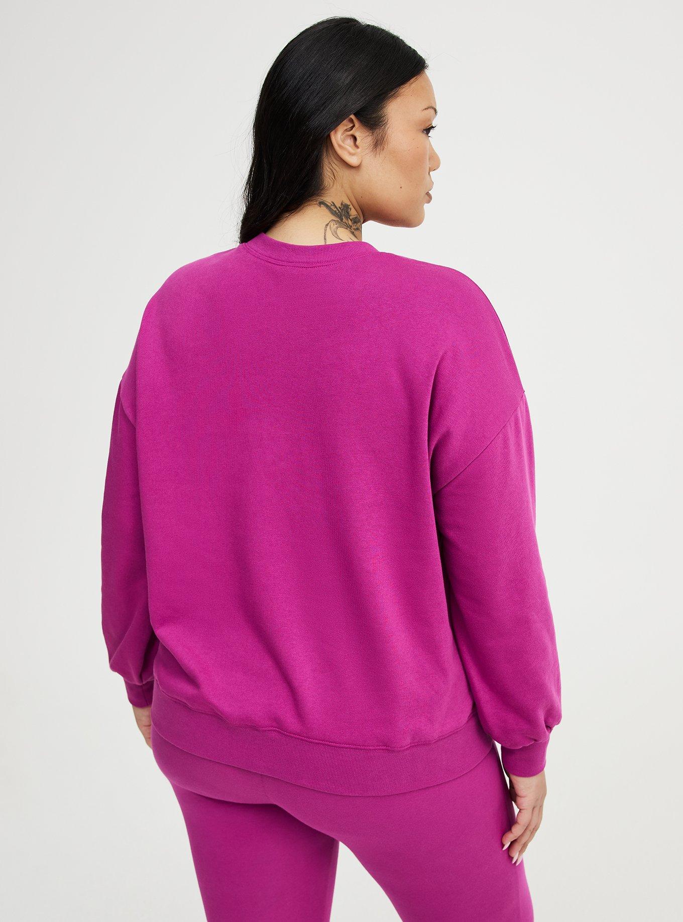 Cozy Fleece Cut-Out Sweatshirt, WILD ASTER, alternate