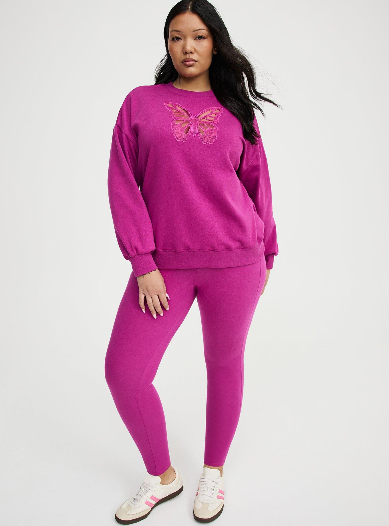 Cozy Fleece Cut-Out Sweatshirt, WILD ASTER, alternate