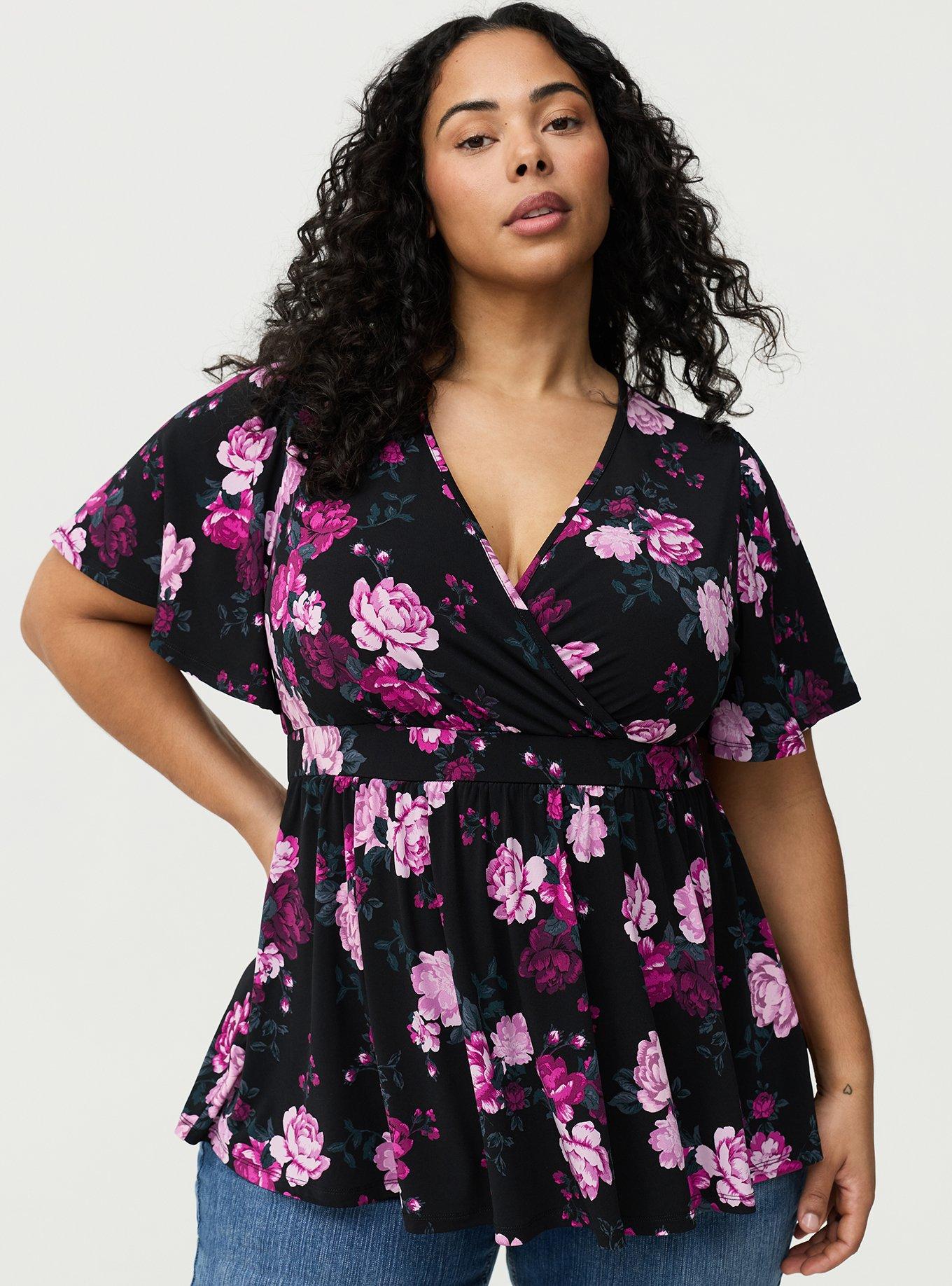 Plus Size - Flutter Sleeve Surplice Babydoll Top - Torrid