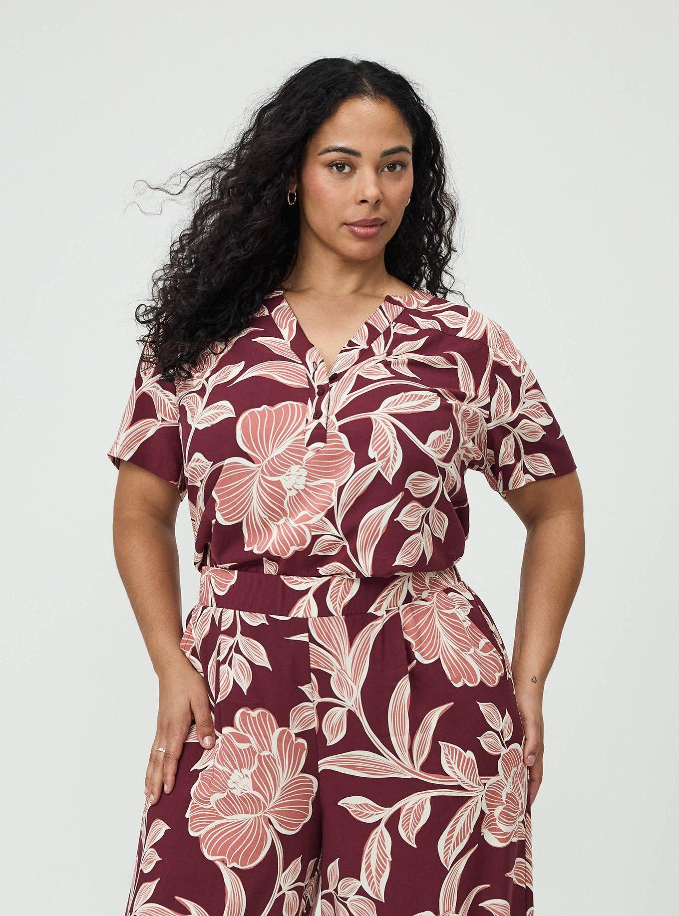 Flutter Sleeve Surplice Babydoll Top, NOVA FLORAL PLUM, alternate