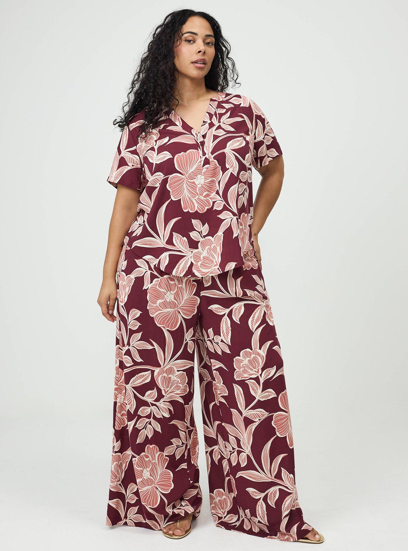 Flutter Sleeve Surplice Babydoll Top, NOVA FLORAL PLUM, alternate