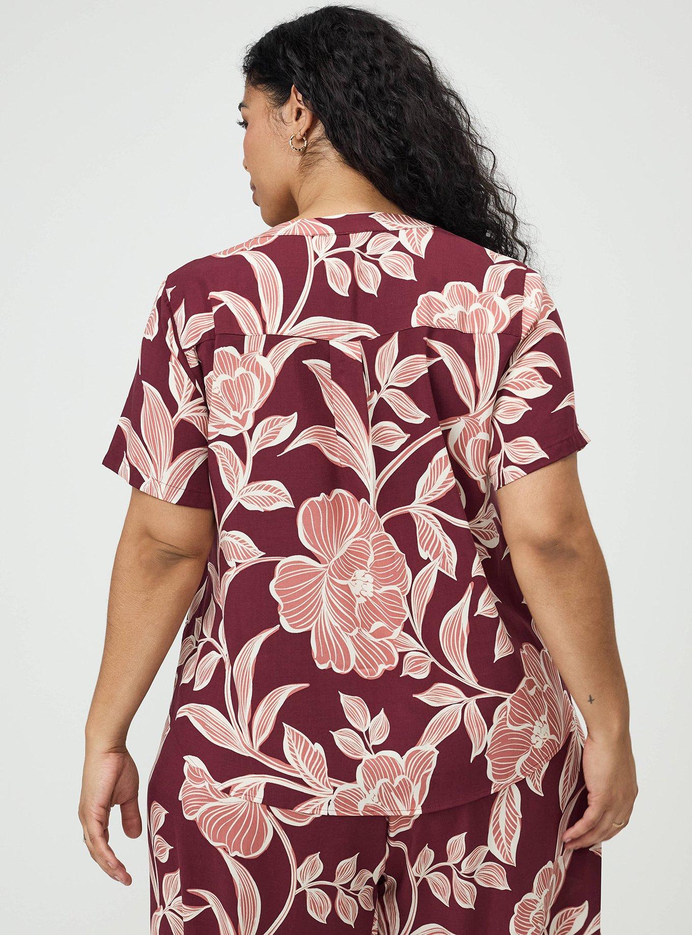 Flutter Sleeve Surplice Babydoll Top, NOVA FLORAL PLUM, alternate