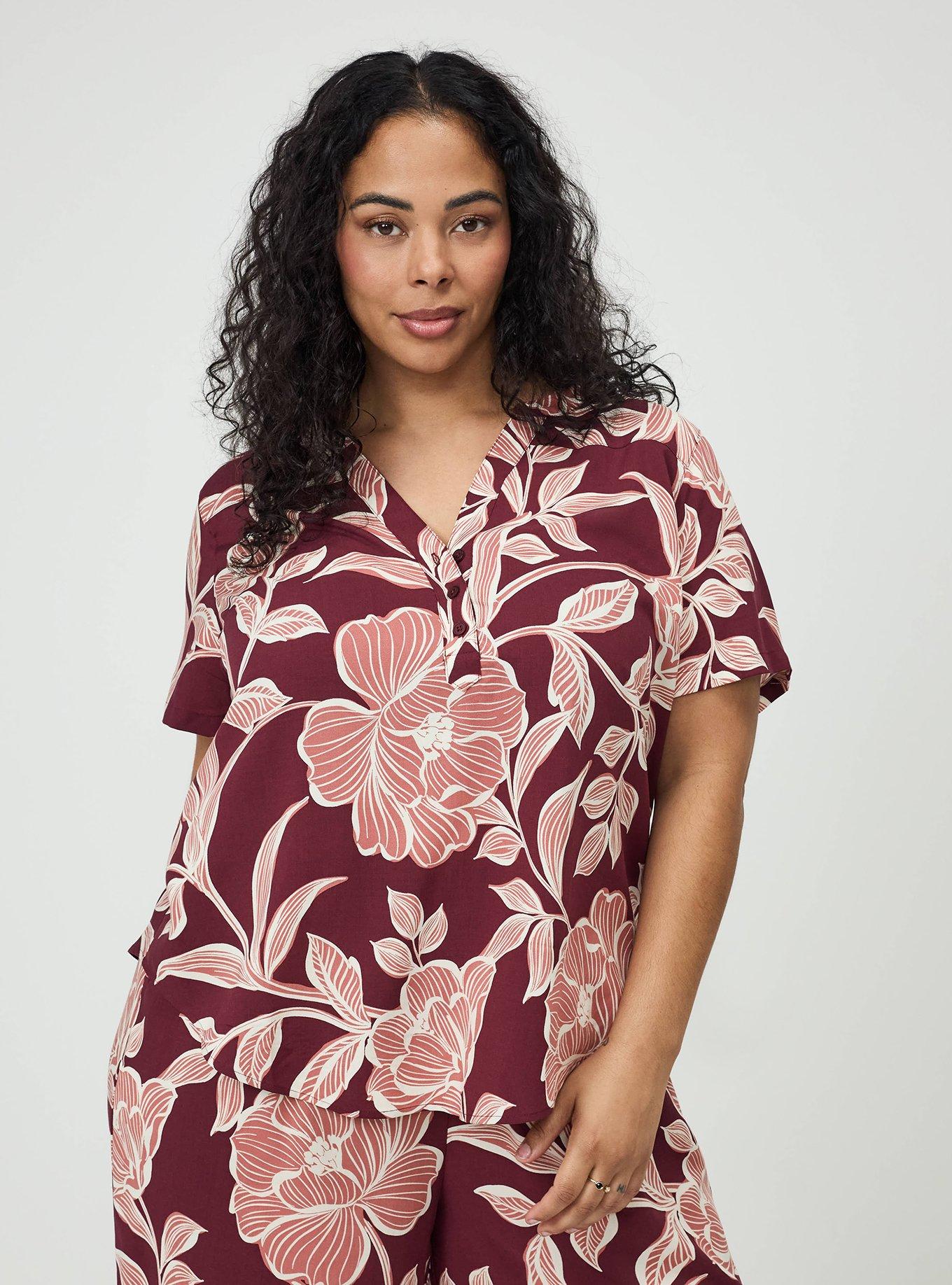 Flutter Sleeve Surplice Babydoll Top, NOVA FLORAL PLUM, alternate