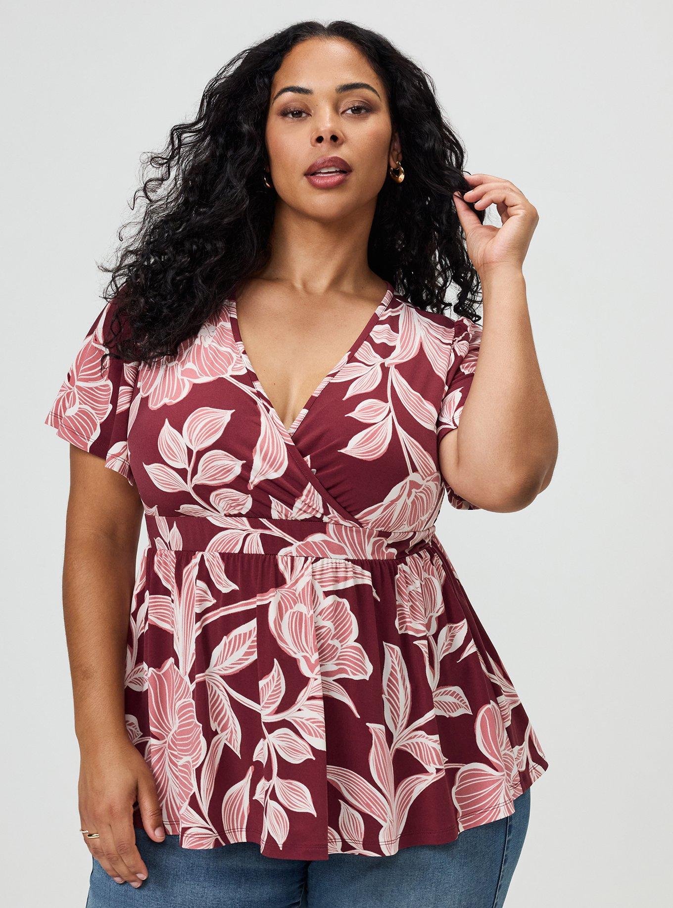 Plus Size - Flutter Sleeve Surplice Babydoll Top - Torrid