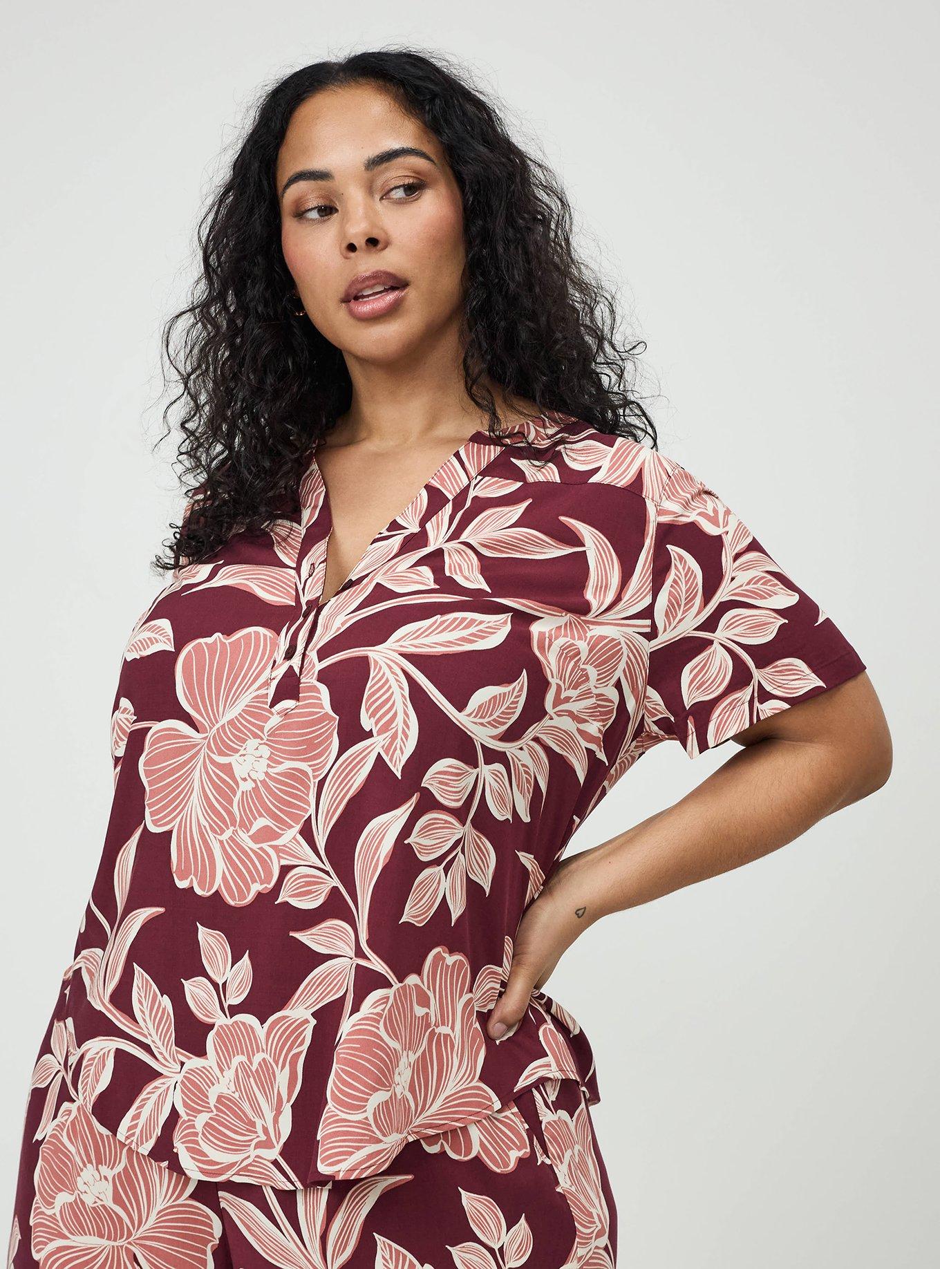 Flutter Sleeve Surplice Babydoll Top, NOVA FLORAL PLUM, hi-res