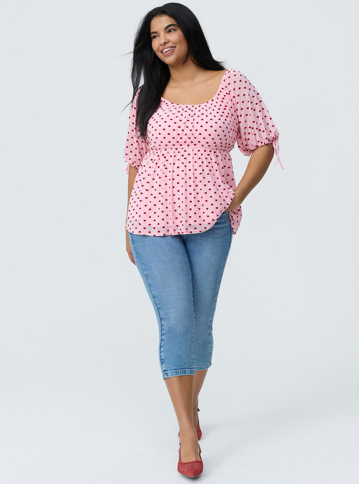 Flocked Mesh Babydoll Top