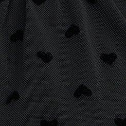 Flocked Mesh Babydoll Top, DEEP BLACK FLOCKED HEARTS, swatch