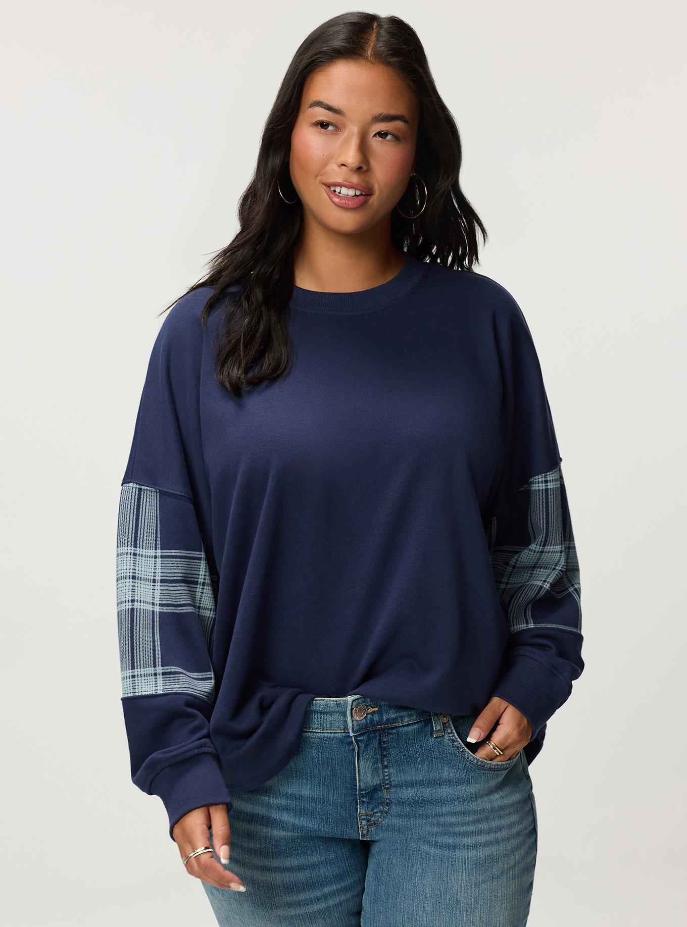 French Terry Contrast Sweatshirt, MEDIEVAL BLUE, alternate