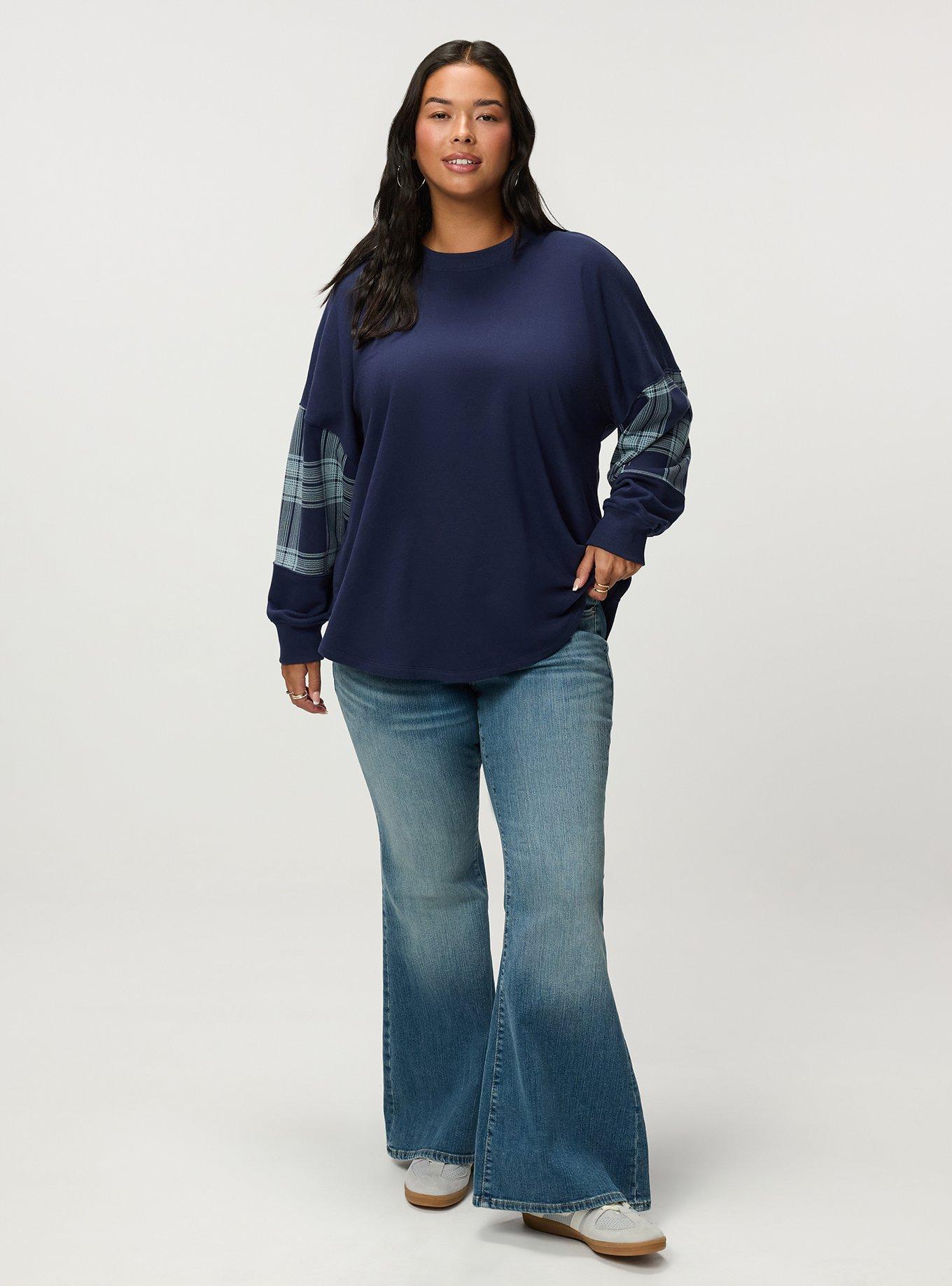 French Terry Contrast Sweatshirt, MEDIEVAL BLUE, alternate