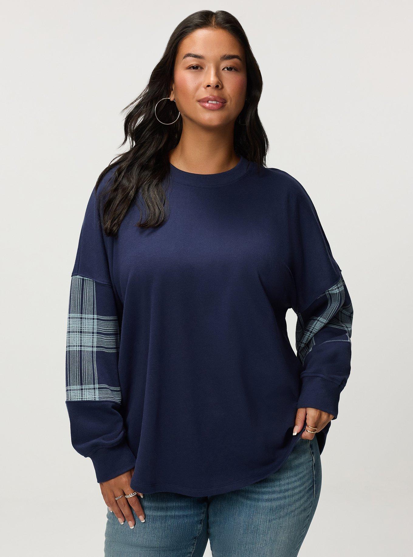 French Terry Contrast Sweatshirt, MEDIEVAL BLUE, hi-res