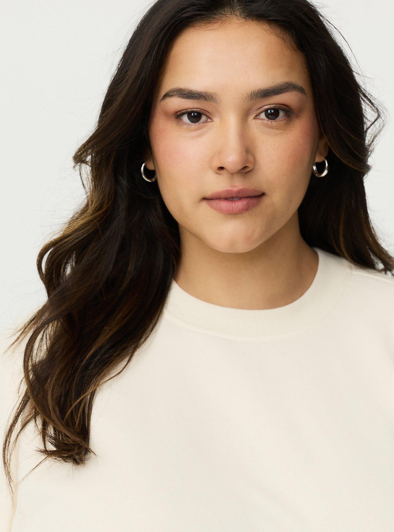 French Terry Contrast Sweatshirt, WHITE SWAN, alternate