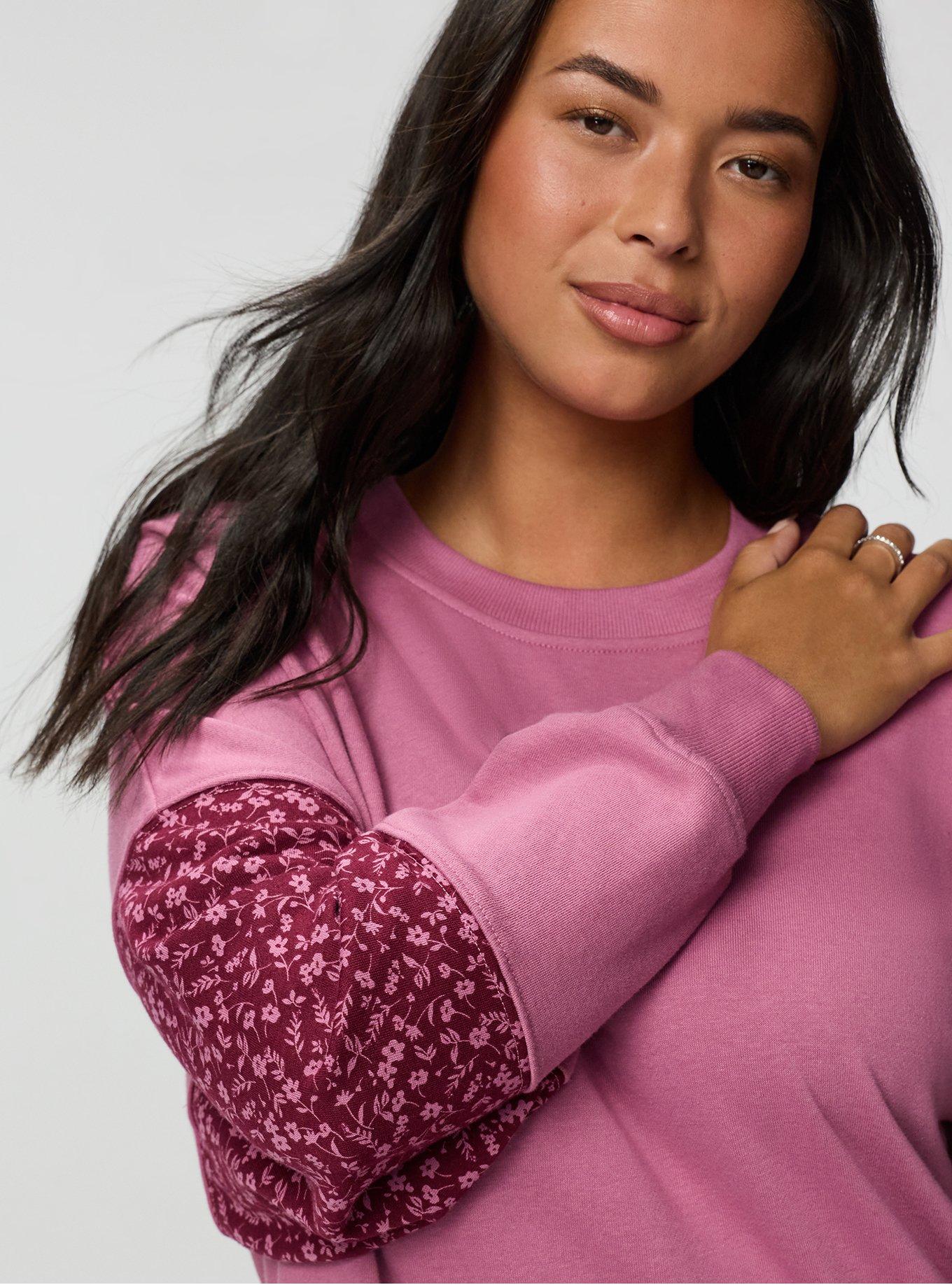 Plus Size French Terry Contrast Sweatshirt, MELLOW MAUVE, alternate