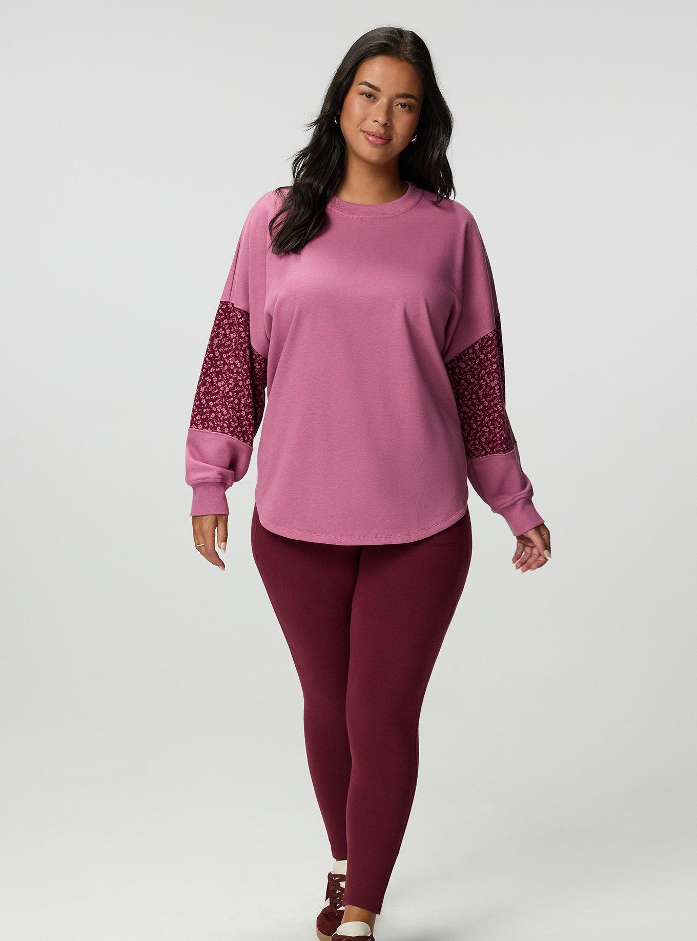 Plus Size French Terry Contrast Sweatshirt, MELLOW MAUVE, alternate