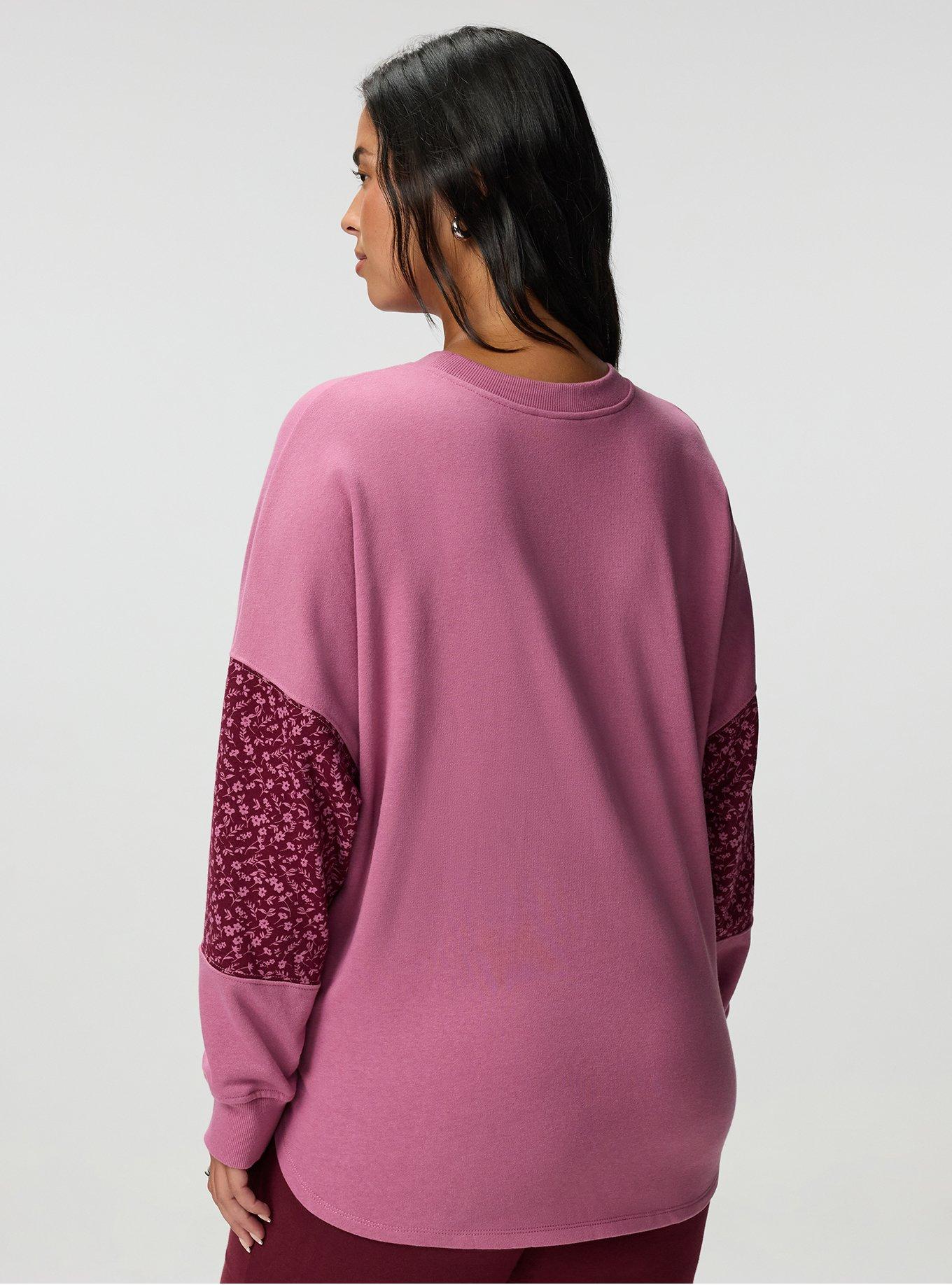 Plus Size French Terry Contrast Sweatshirt, MELLOW MAUVE, alternate