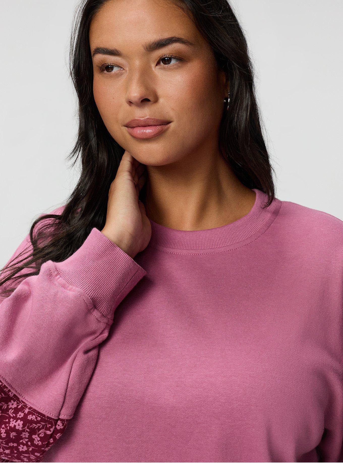 Plus Size French Terry Contrast Sweatshirt, MELLOW MAUVE, alternate