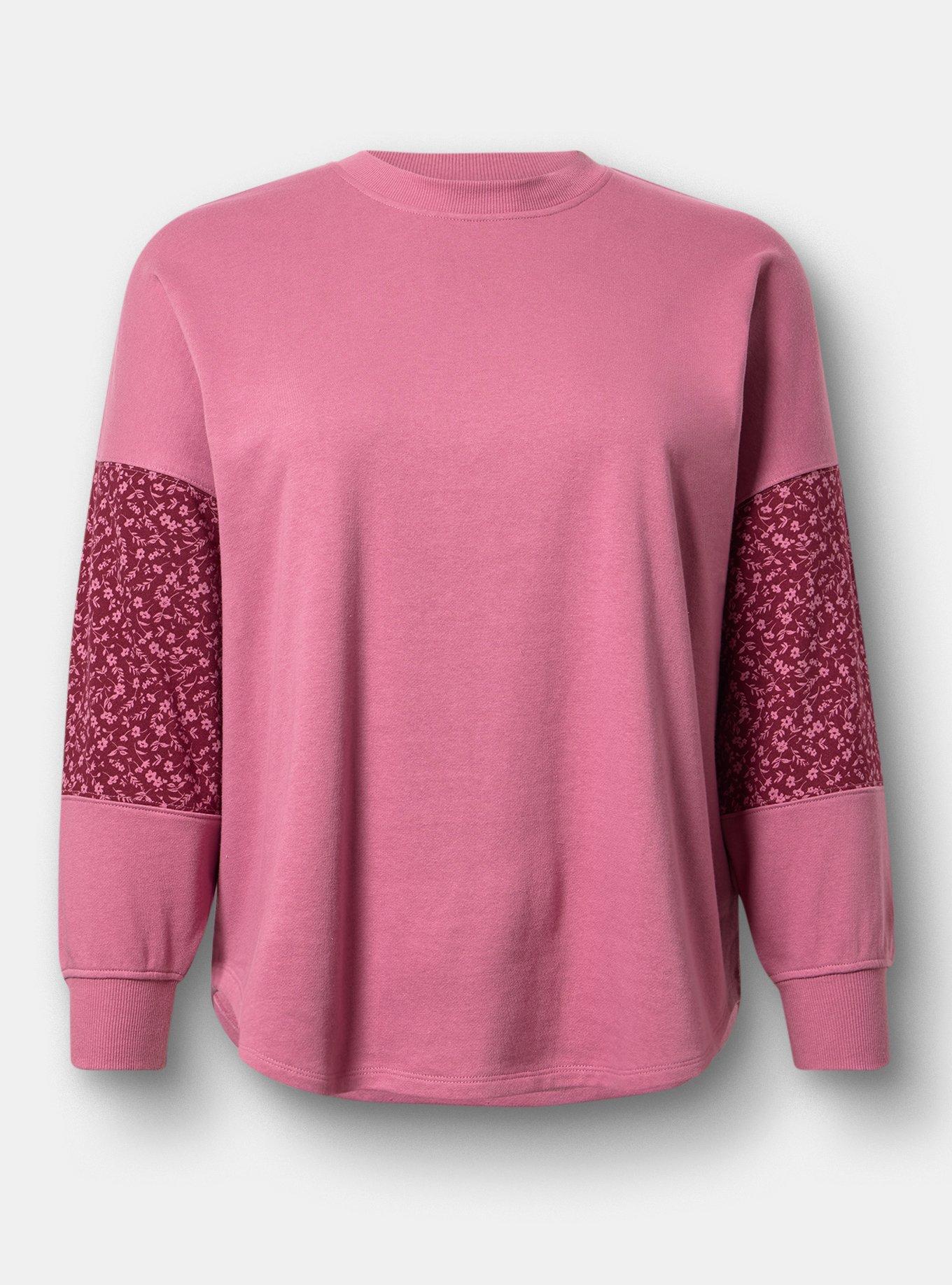 Plus Size French Terry Contrast Sweatshirt, MELLOW MAUVE, hi-res