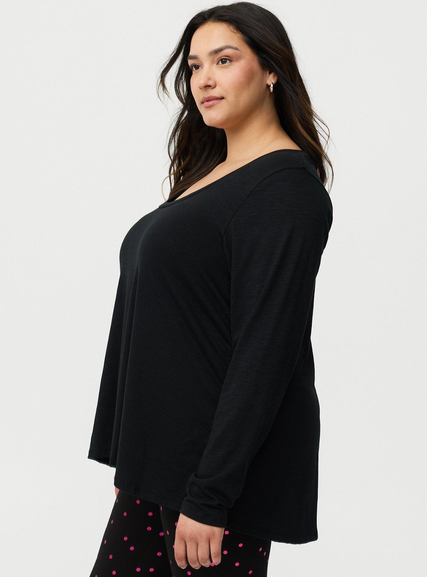 Vintage Slub A-Line Scoop Neck Tee, DEEP BLACK, alternate