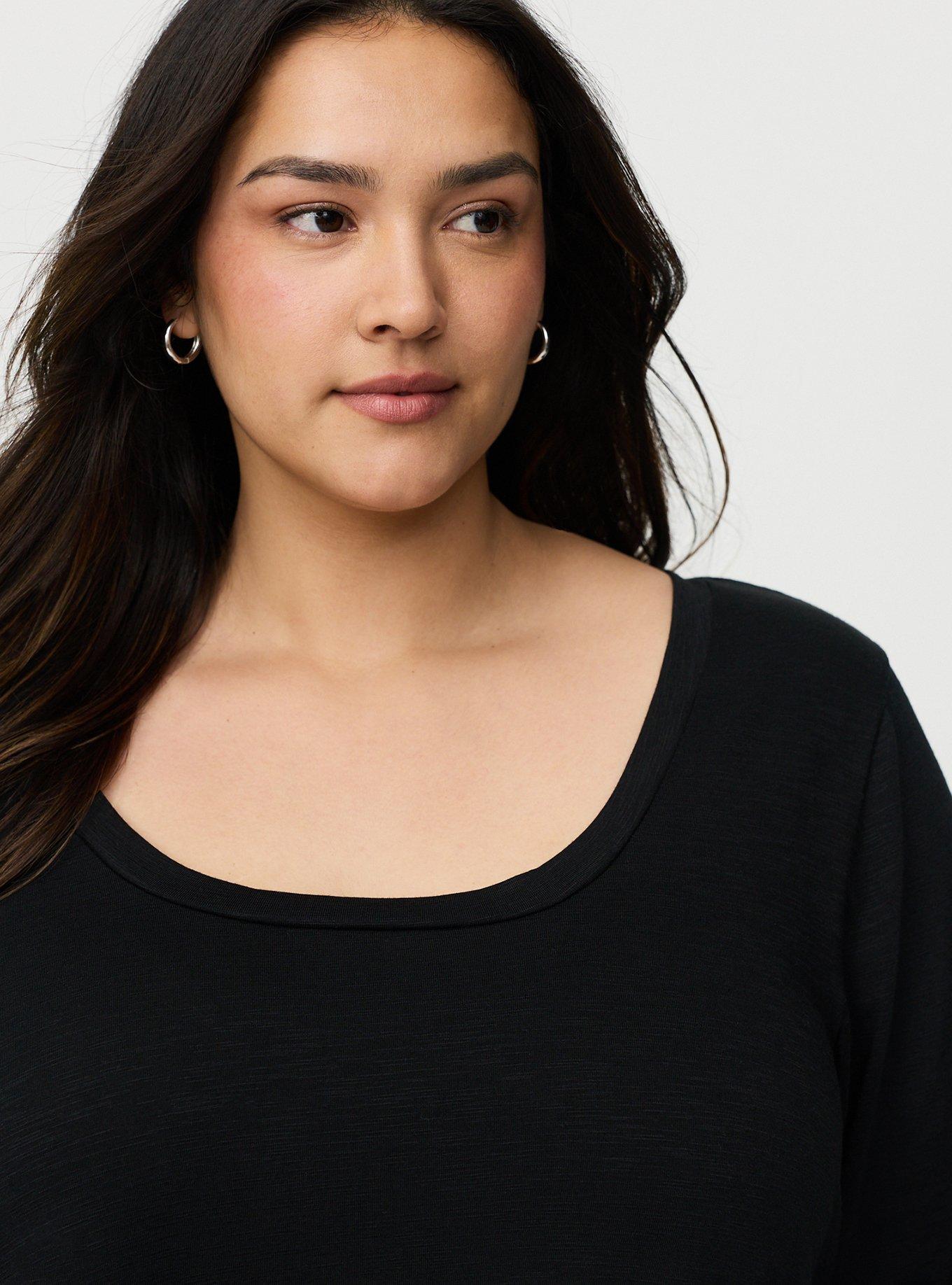 Vintage Slub A-Line Scoop Neck Tee, DEEP BLACK, alternate