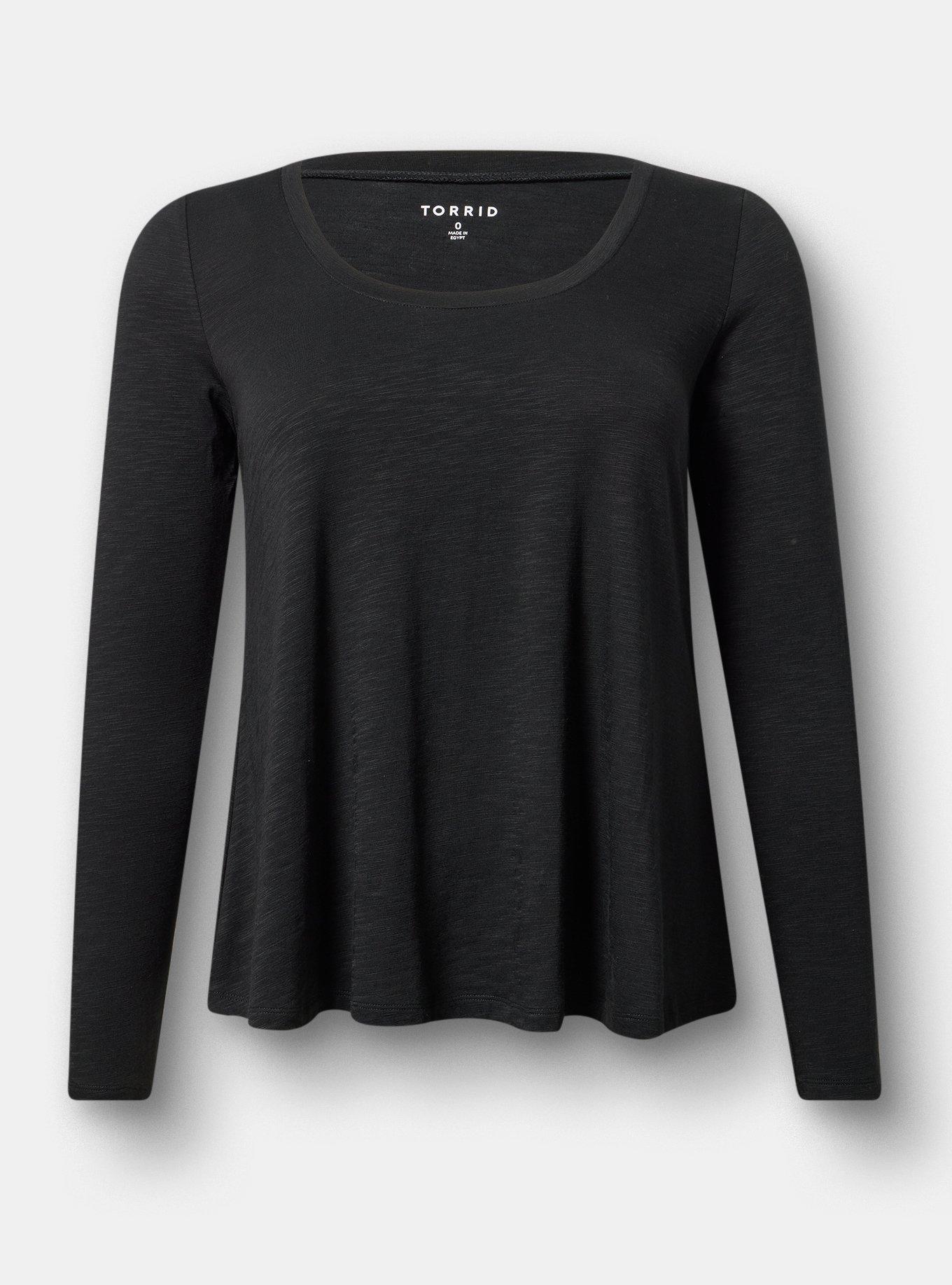 Vintage Slub A-Line Scoop Neck Tee, DEEP BLACK, hi-res