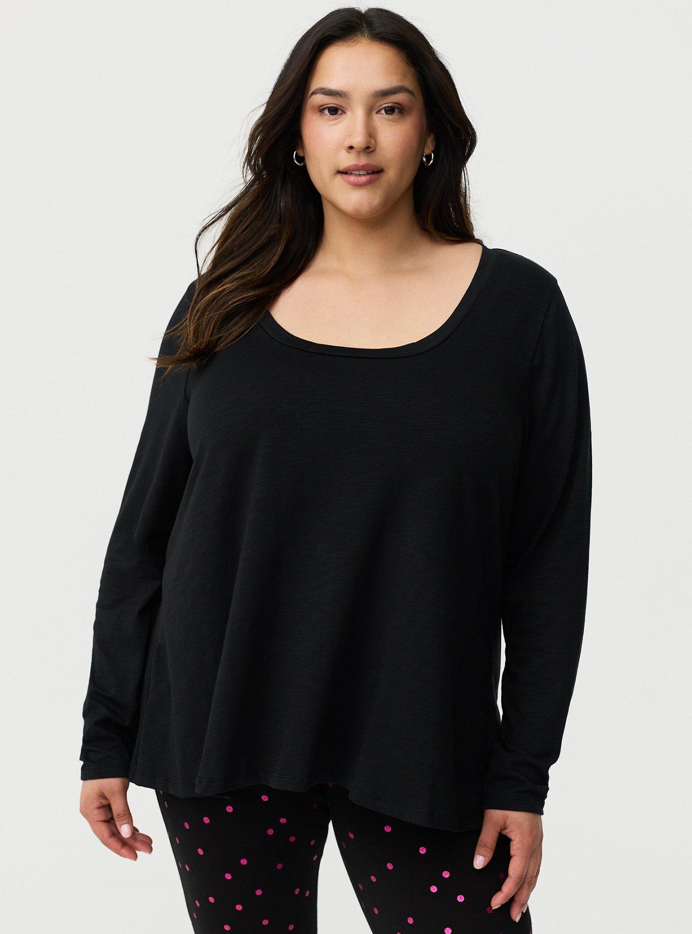 Vintage Slub A-Line Scoop Neck Tee, DEEP BLACK, hi-res