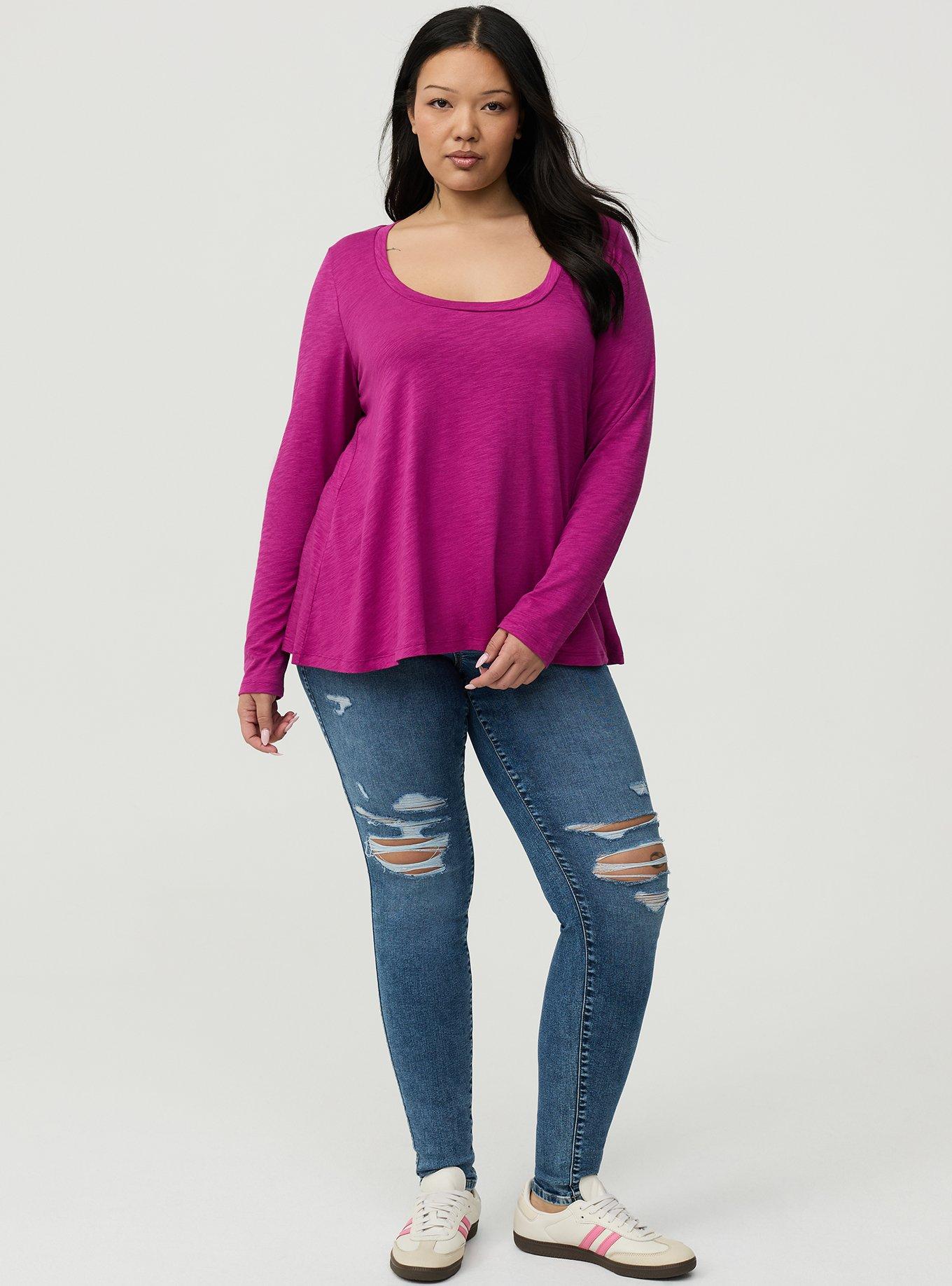 Vintage Slub A-Line Scoop Neck Tee, WILD ASTER, alternate