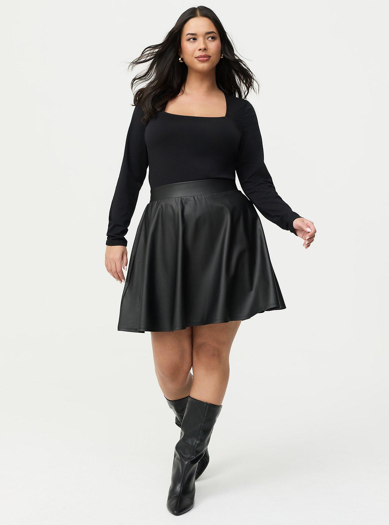 Smoothing Cotton Square Neck Top, DEEP BLACK, alternate