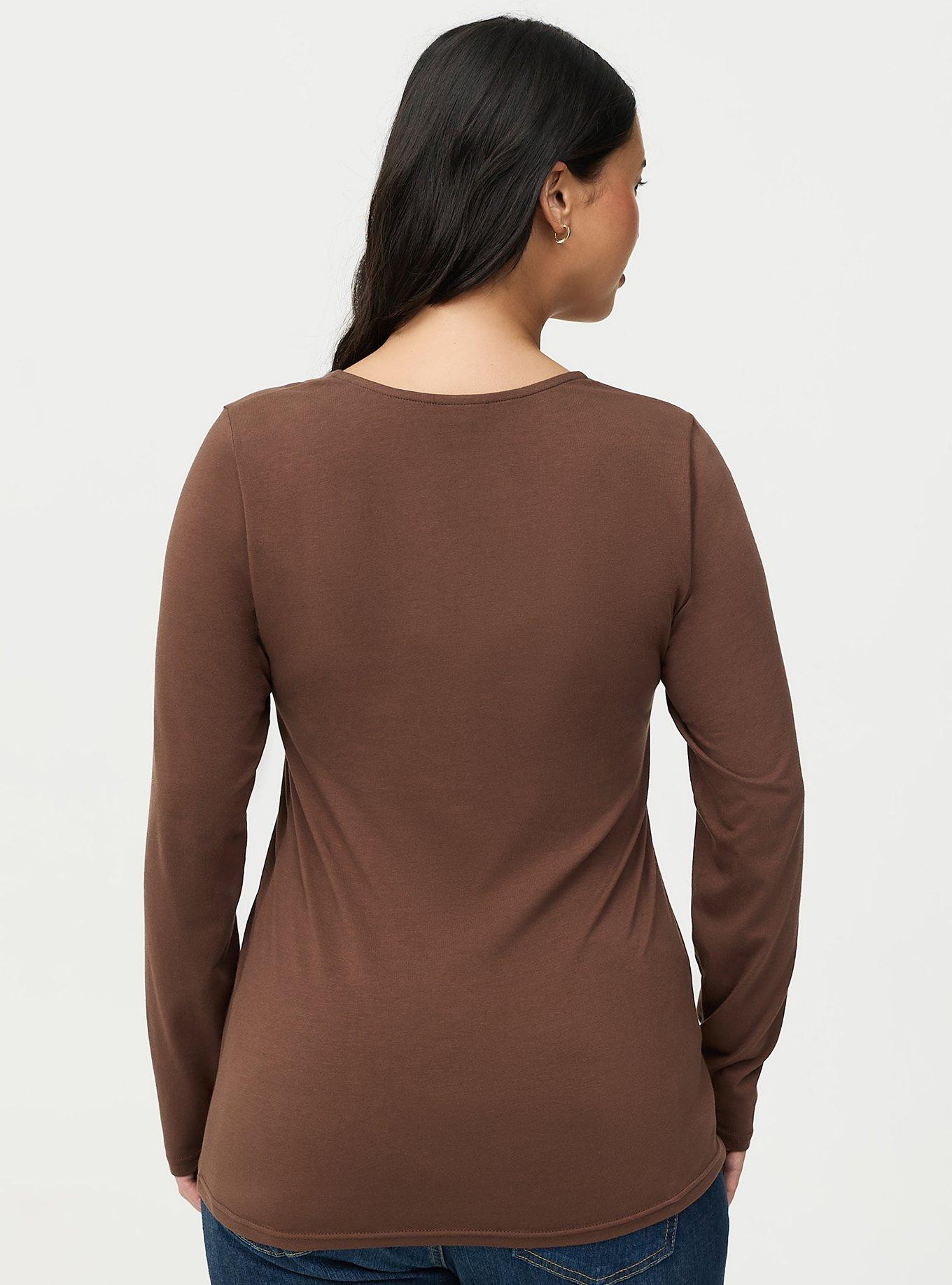Smoothing Cotton Square Neck Top, CHESTNUT, alternate