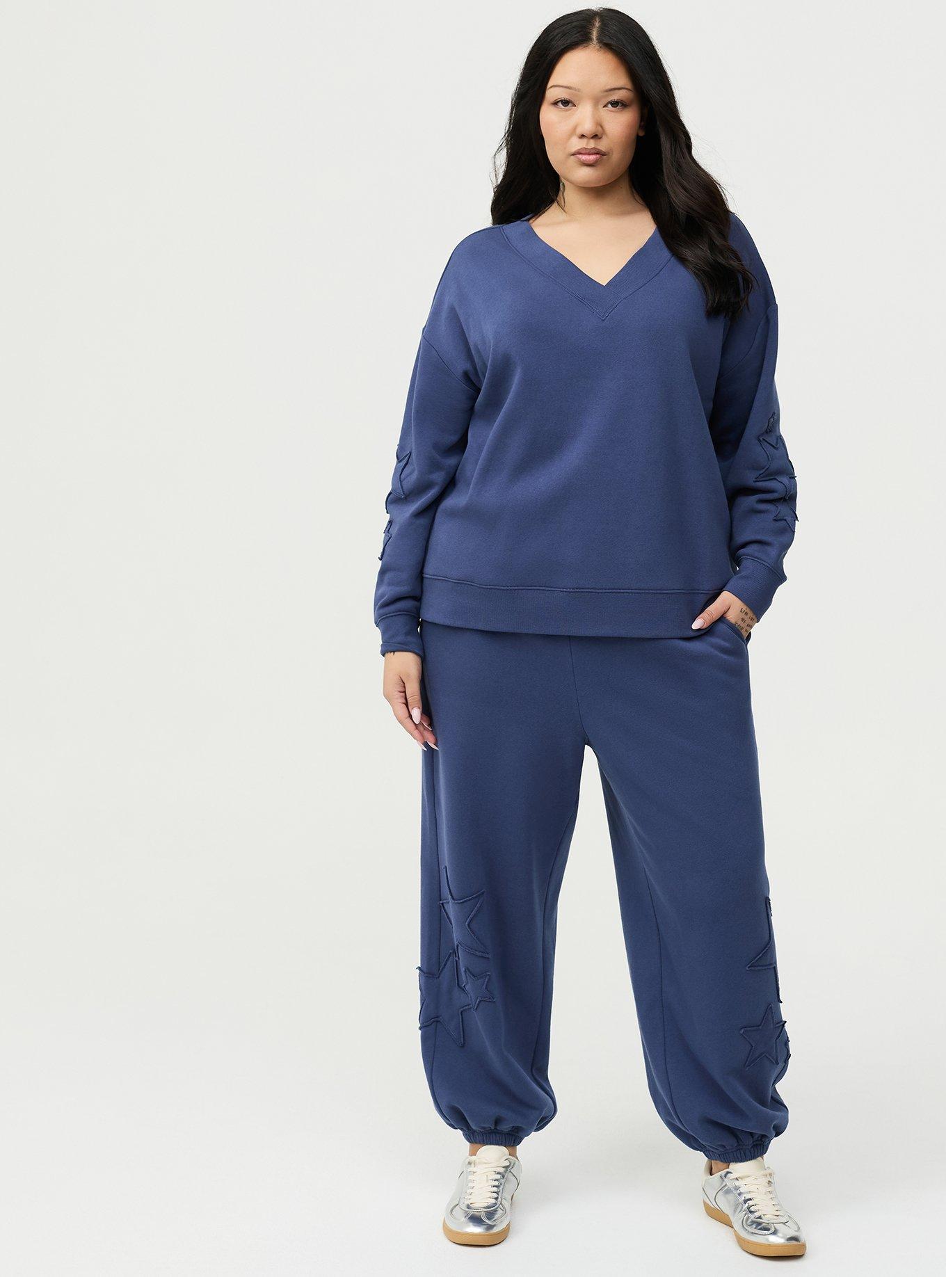 Cozy Fleece V-Neck Relaxed Sweatshirt, OCEANA, alternate