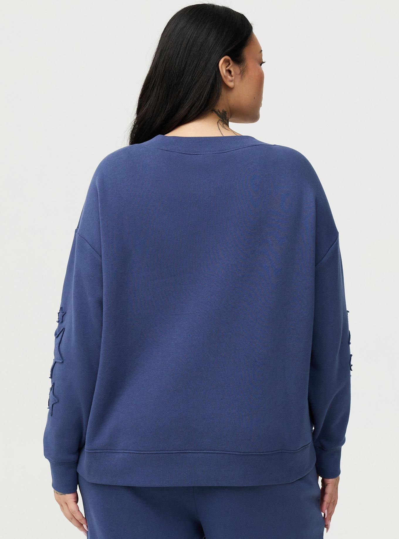 Cozy Fleece V-Neck Relaxed Sweatshirt, OCEANA, alternate