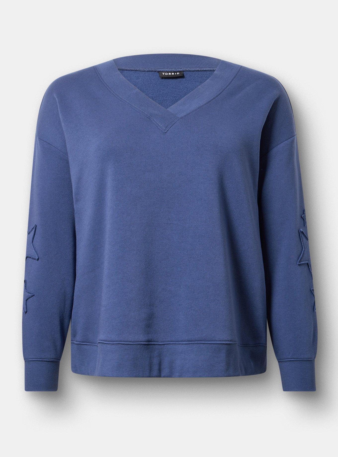 Cozy Fleece V-Neck Relaxed Sweatshirt, OCEANA, hi-res