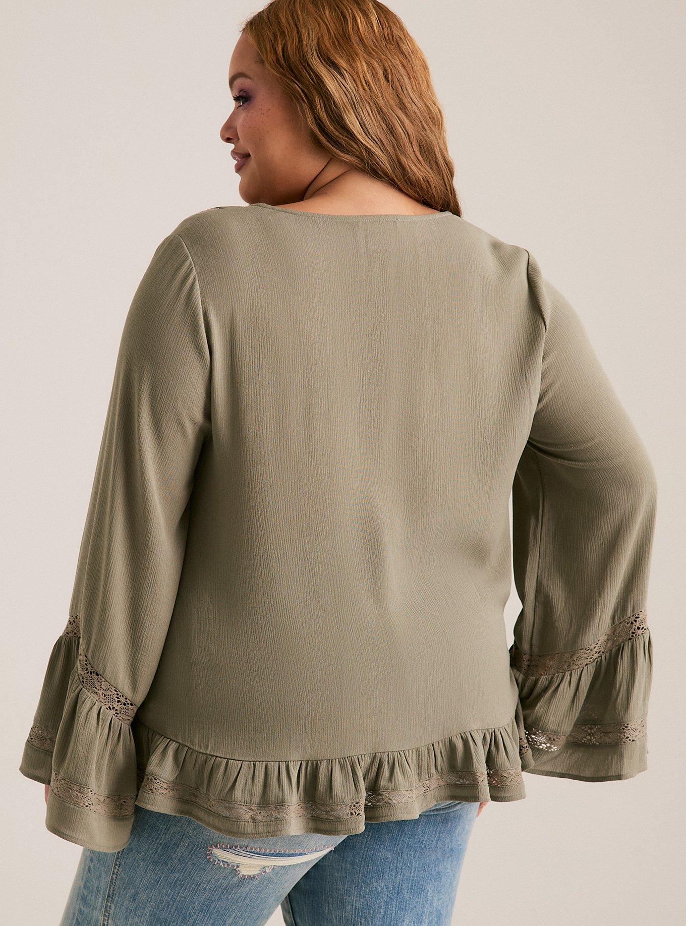 Festi Hi-Low Ruffle Blouse, VETIVER, alternate