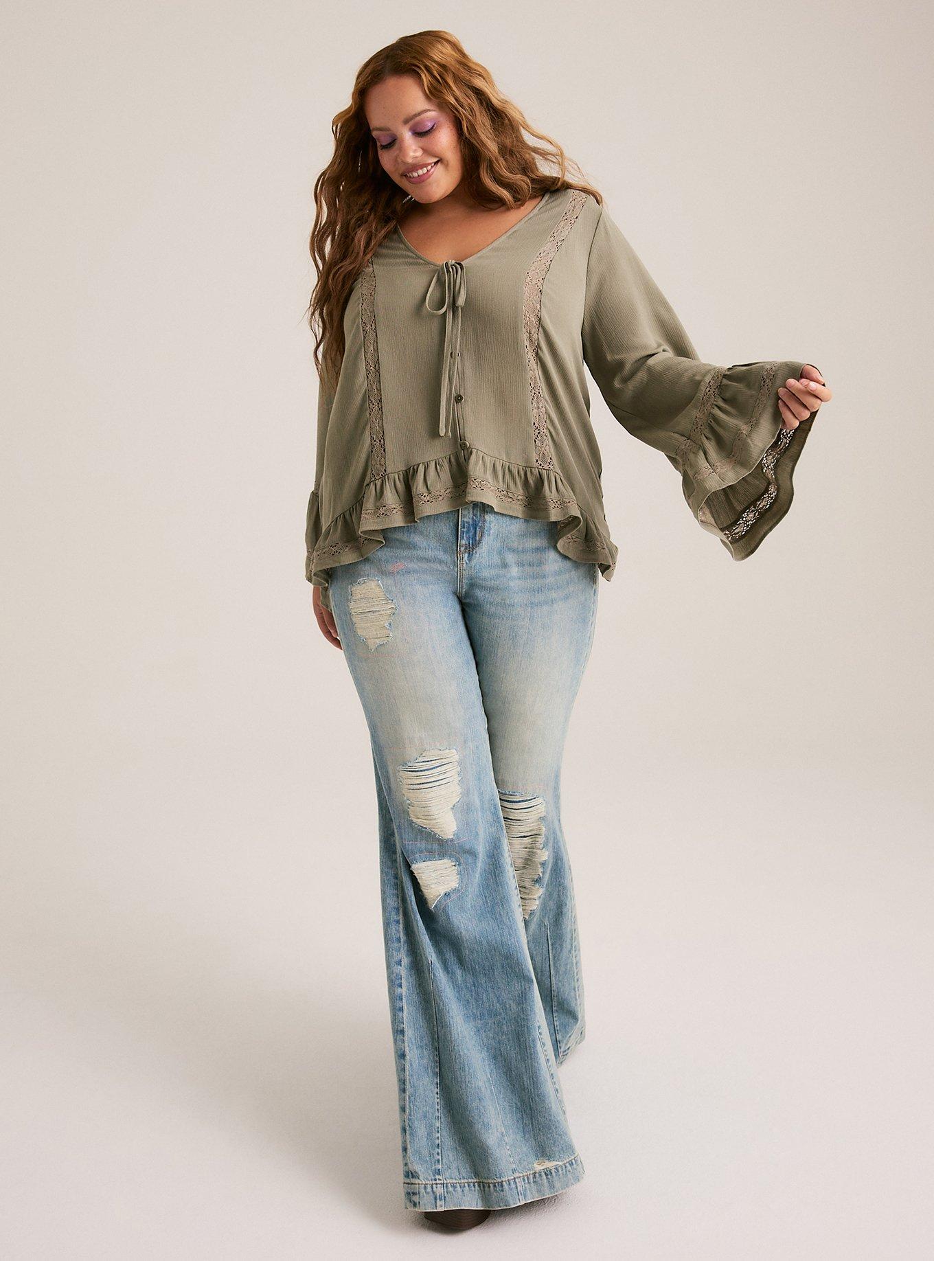 Festi Hi-Low Ruffle Tie Front Blouse