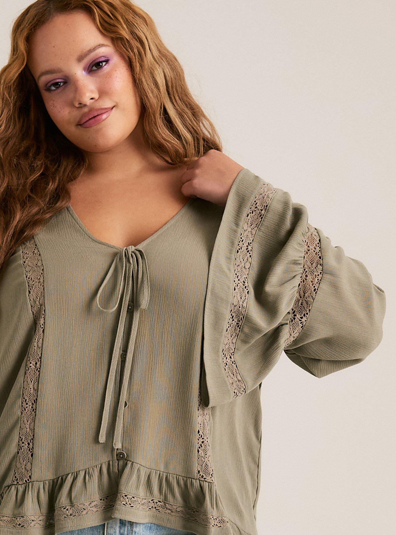 Festi Hi-Low Ruffle Tie Front Blouse