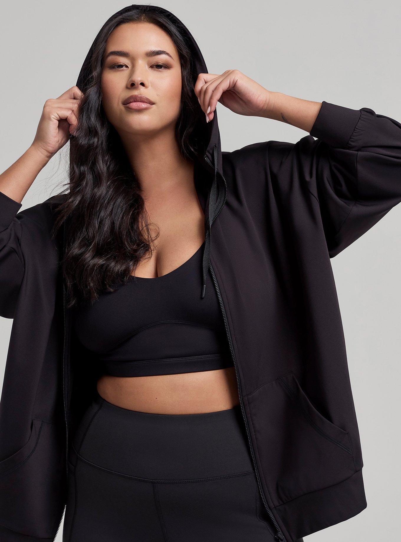 TRU Tech Fleece Hi-Low Zip-Up Active Hoodie, DEEP BLACK, alternate