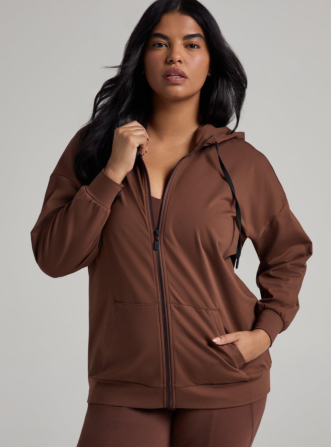 TRU Tech Fleece Hi-Low Zip-Up Active Hoodie, CHESTNUT, hi-res