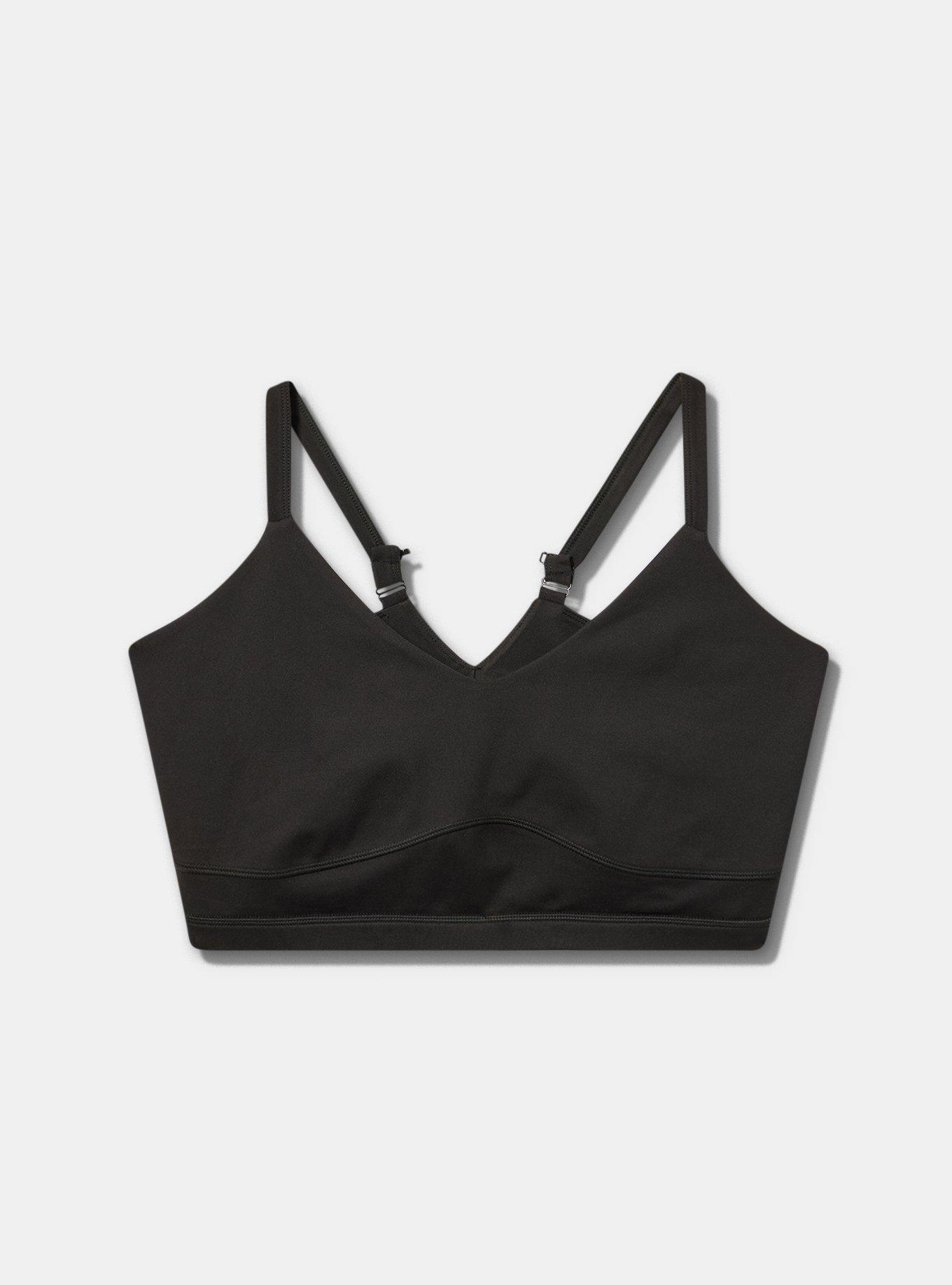 TRU Performance Butter Adjustable Active Sports Bra, DEEP BLACK, flat