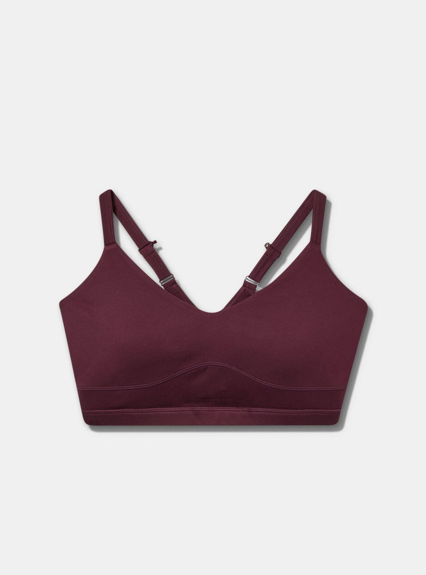 TRU Performance Butter Adjustable Active Sports Bra, WINETASTING, flat