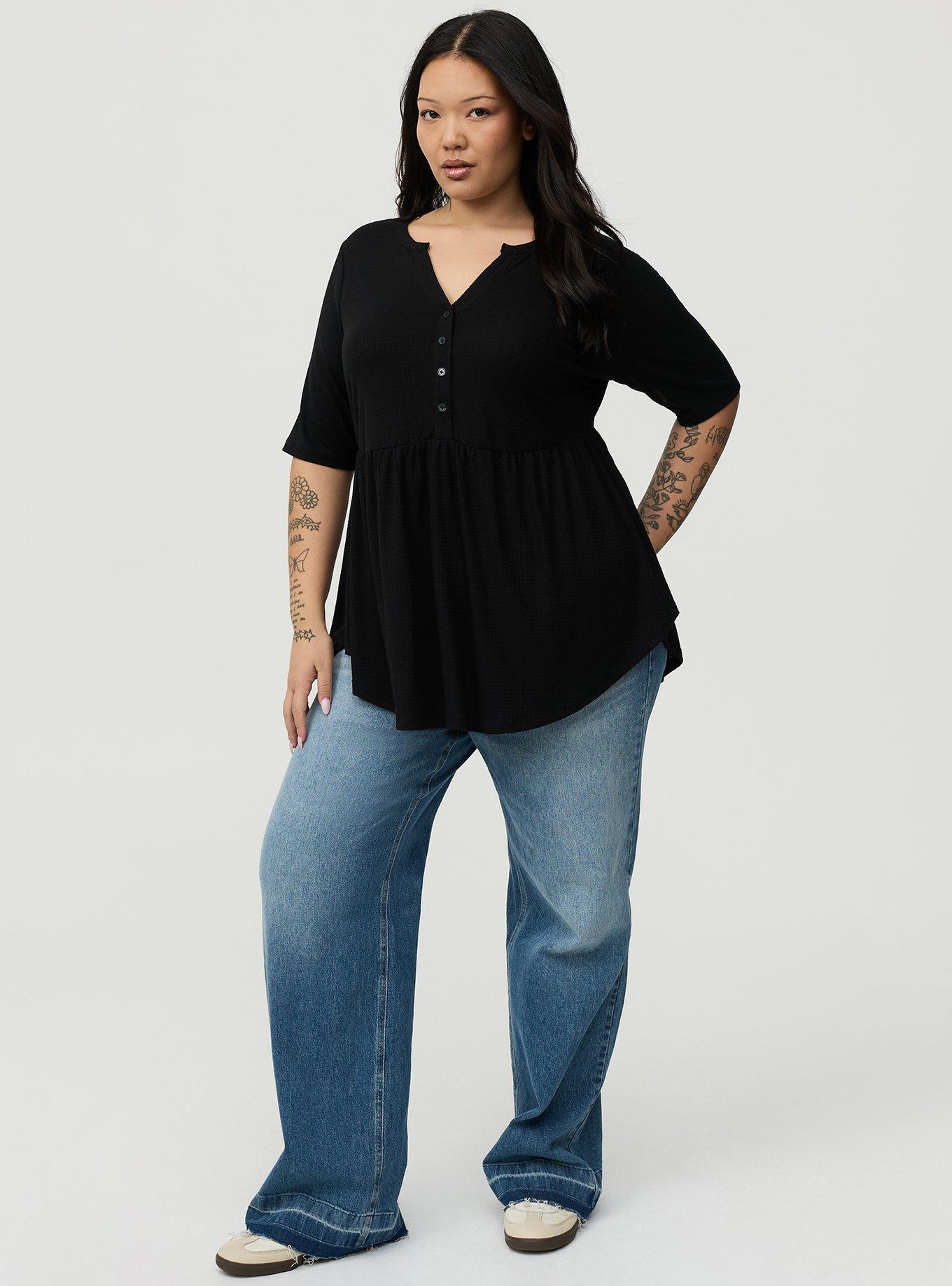 Jersey Babydoll Top, DEEP BLACK, alternate