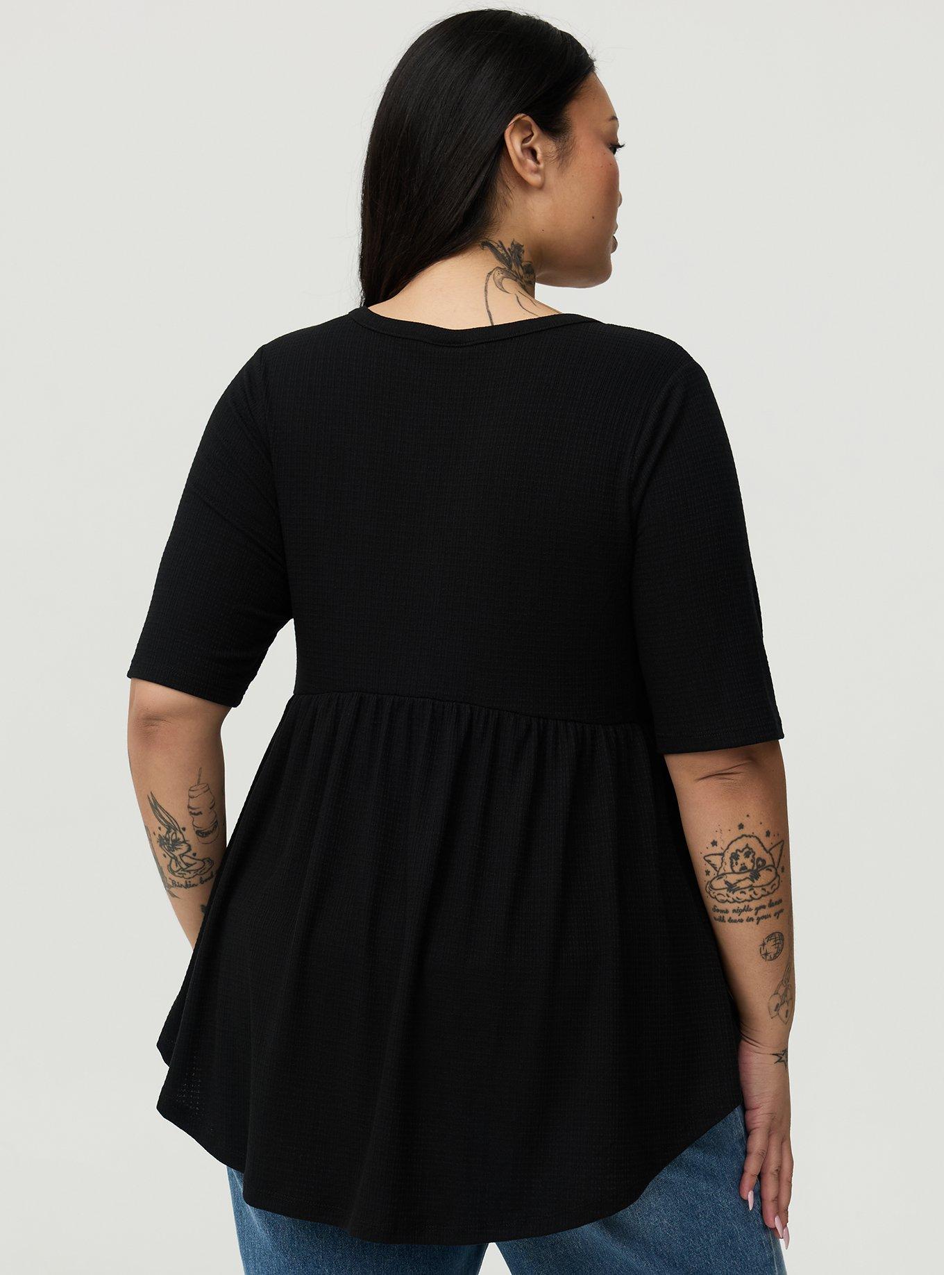 Jersey Babydoll Top, DEEP BLACK, alternate