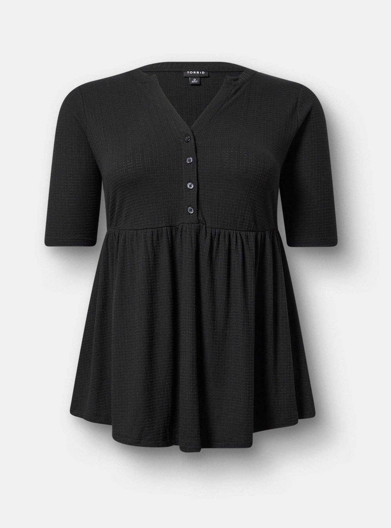 Jersey Babydoll Top, DEEP BLACK, hi-res