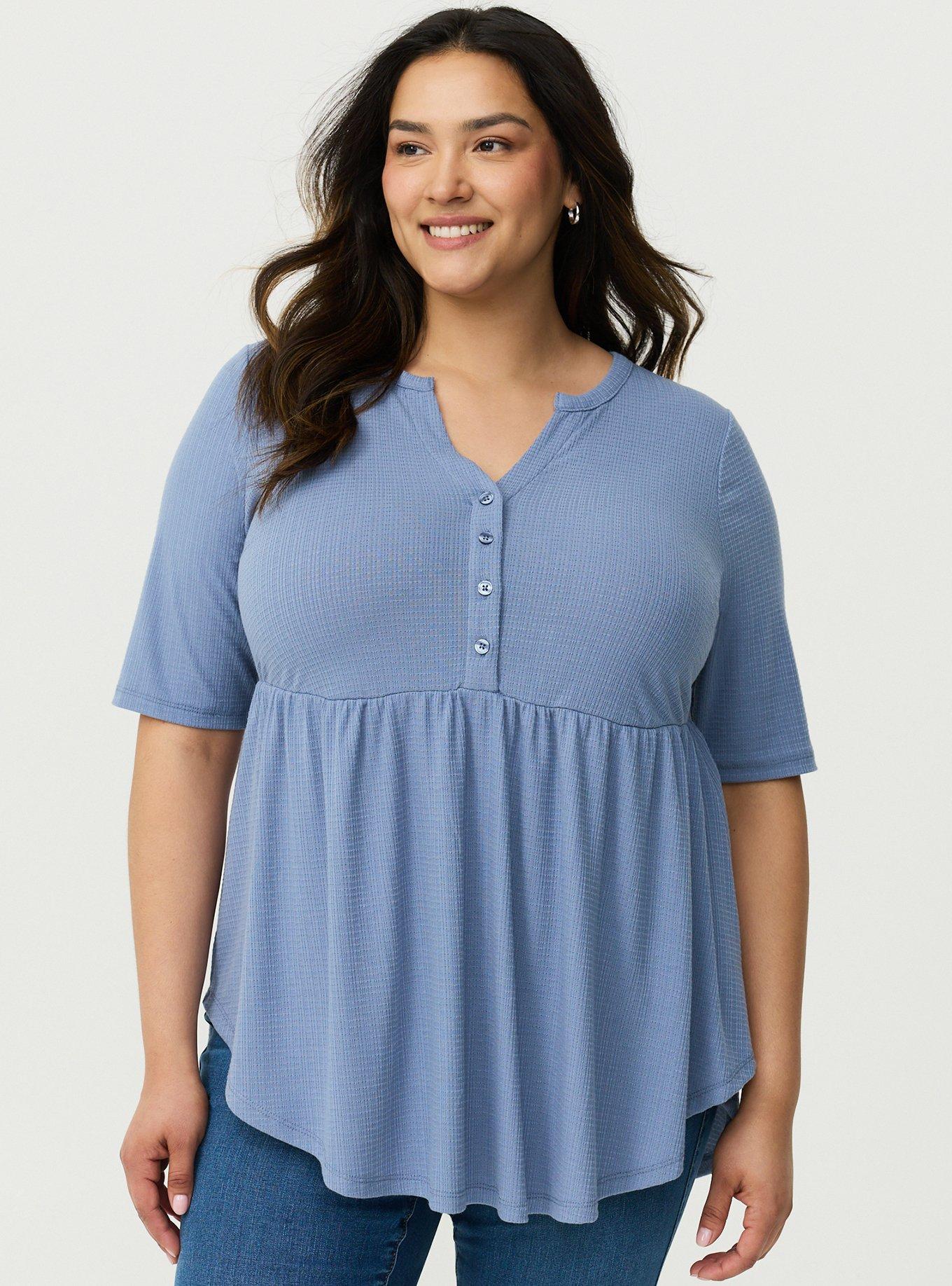 Plus Size Jersey Babydoll Top, TROPOSPHERE, hi-res