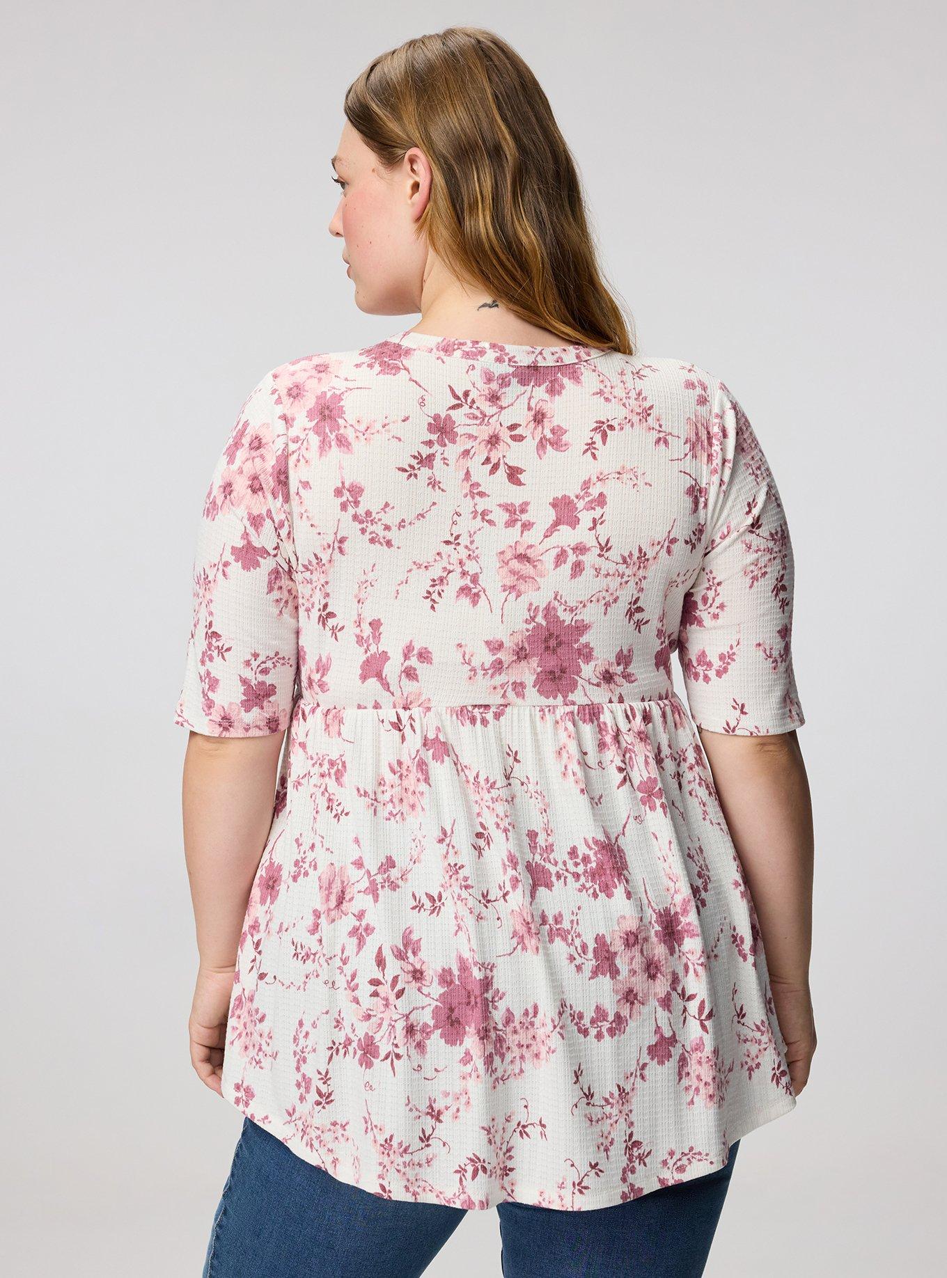 Jersey Babydoll Top, GRACEY FLORAL IVORY, alternate