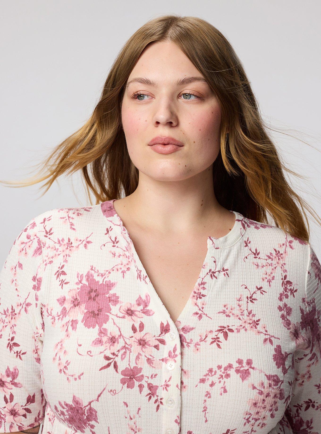 Jersey Babydoll Top, GRACEY FLORAL IVORY, alternate