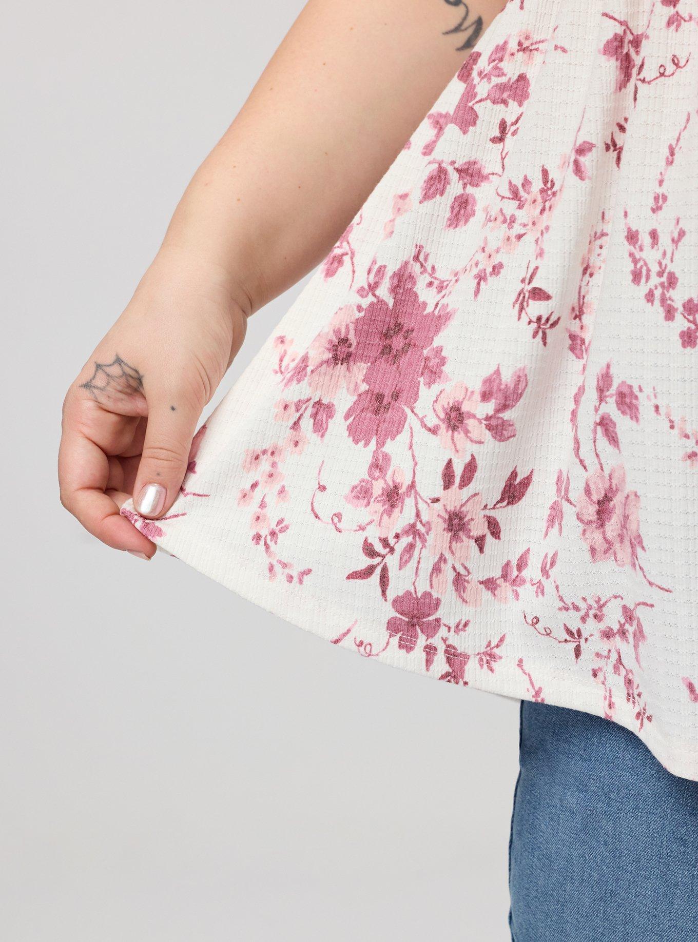 Jersey Babydoll Top, GRACEY FLORAL IVORY, alternate