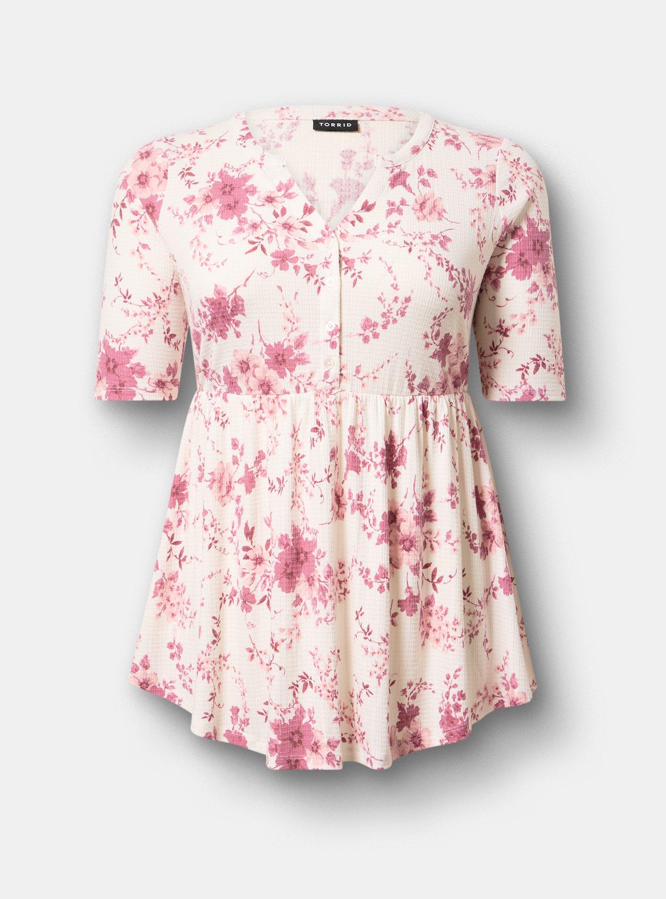 Jersey Babydoll Top, GRACEY FLORAL IVORY, hi-res