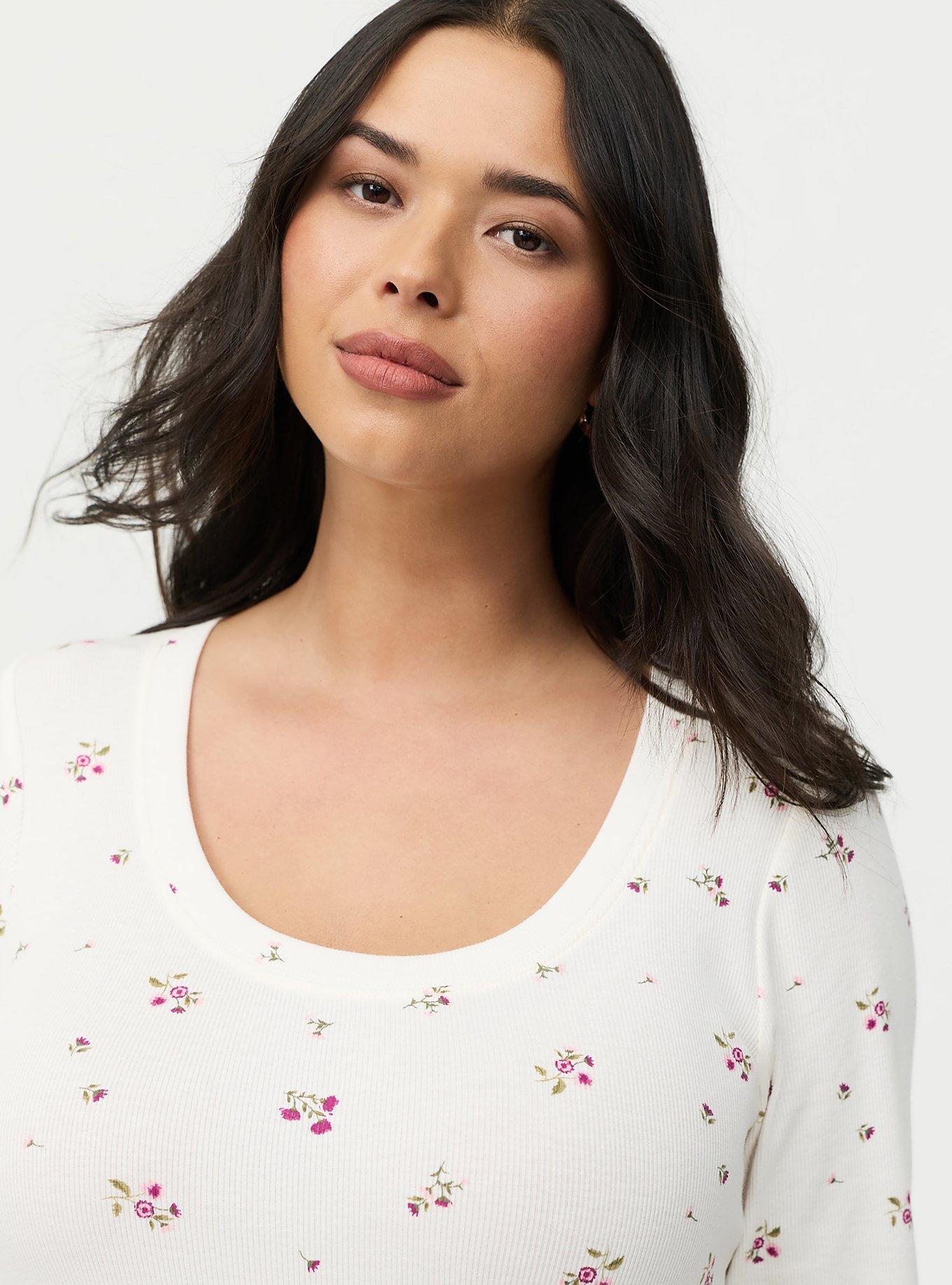 Cotton Modal Quarter Sleeve Scoop Neck Fitted Top