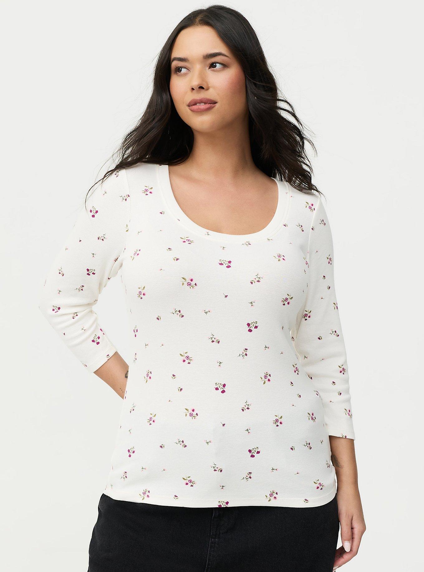 Cotton Modal Quarter Sleeve Scoop Neck Fitted Top